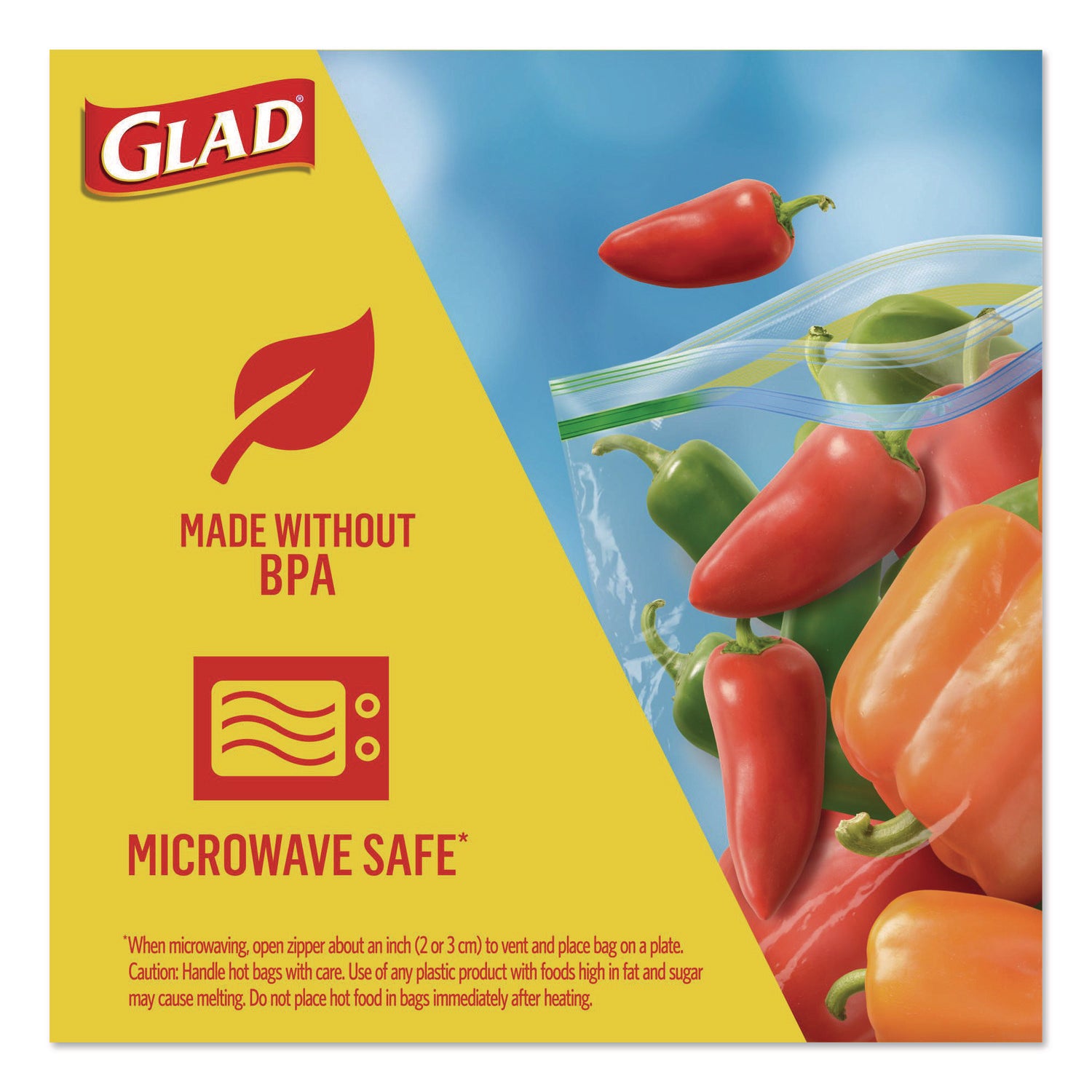 Glad® Zipper Food Storage Plastic Sandwich Bags, 6.63 x 5.88, Clear, 50 Bags/Box