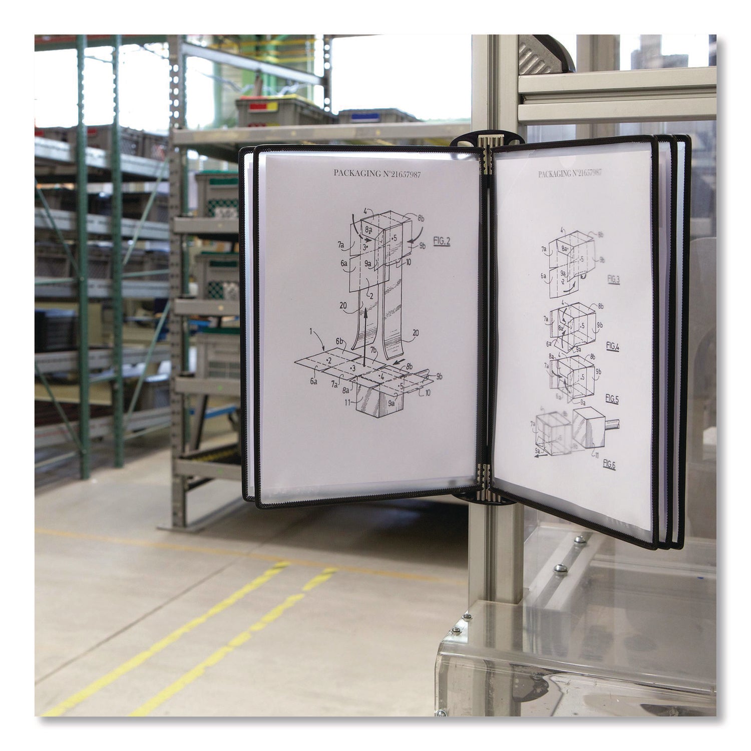 djois® by Tarifold PRO Series Magnetic Wall Reference System, 5 Panels with Black Borders, Black Base