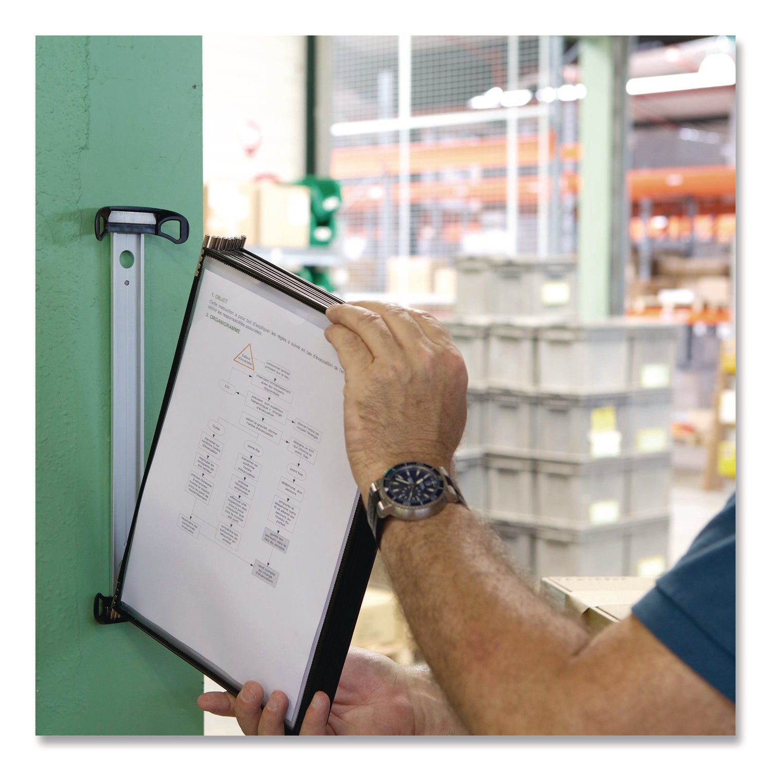 djois® by Tarifold PRO Series Magnetic Wall Reference System, 10 Panels with Black Borders, Black Base