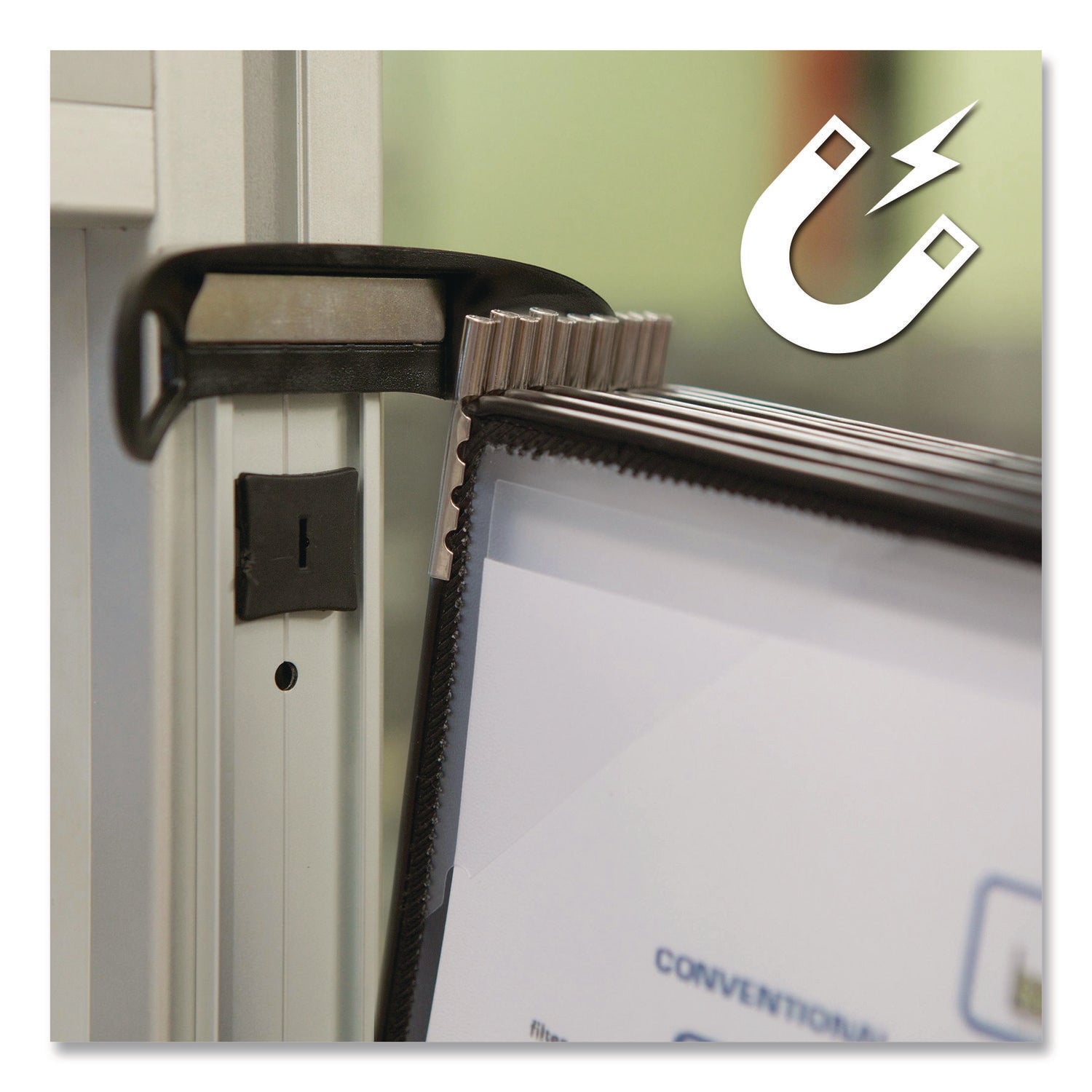 djois® by Tarifold PRO Series Magnetic Wall Reference System, 10 Panels with Black Borders, Black Base