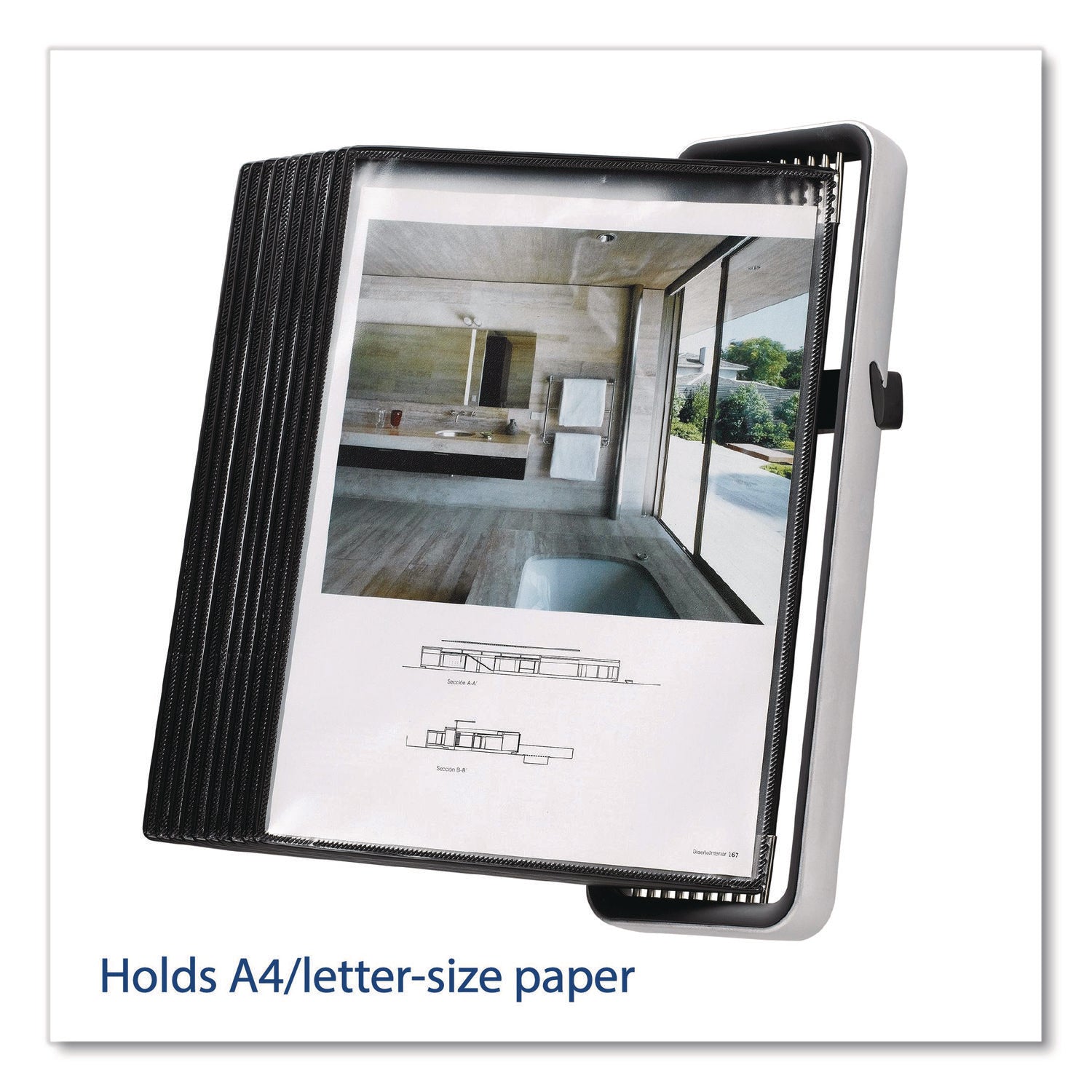 djois® by Tarifold VEO Wall Reference System, 10 Panels with Black Borders, Black Base