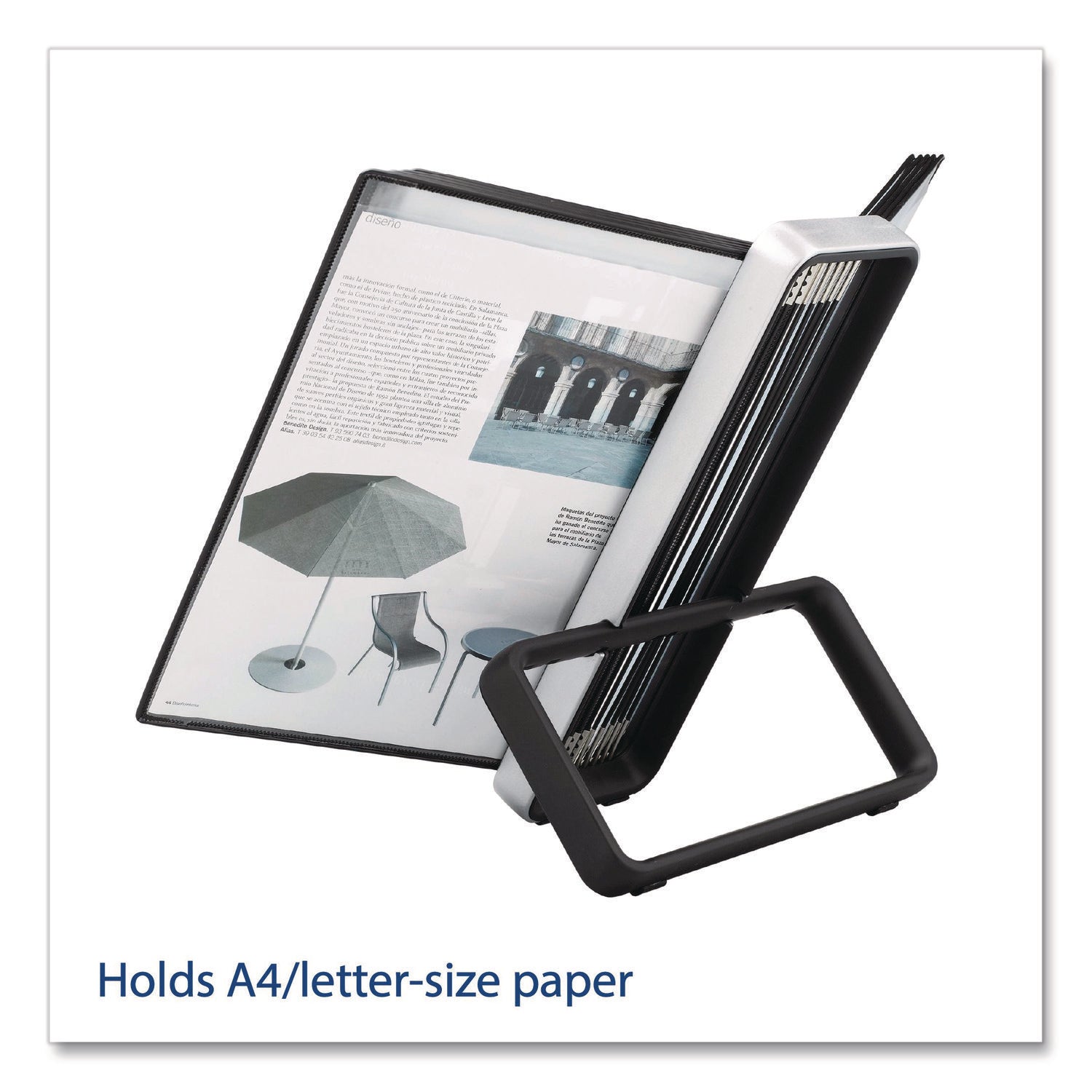 djois® by Tarifold VEO Desktop Reference System, 10 Panels with Black Borders, Black Base