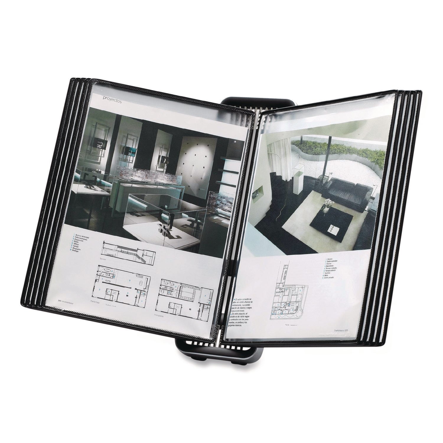 djois® by Tarifold VEO Desktop Reference System, 10 Panels with Black Borders, Black Base