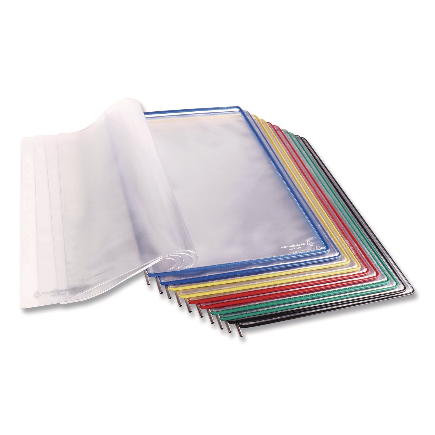 djois® by Tarifold Wall-Mount Display with Foldfive Expansion Pockets, 10 Panels with Assorted Borders