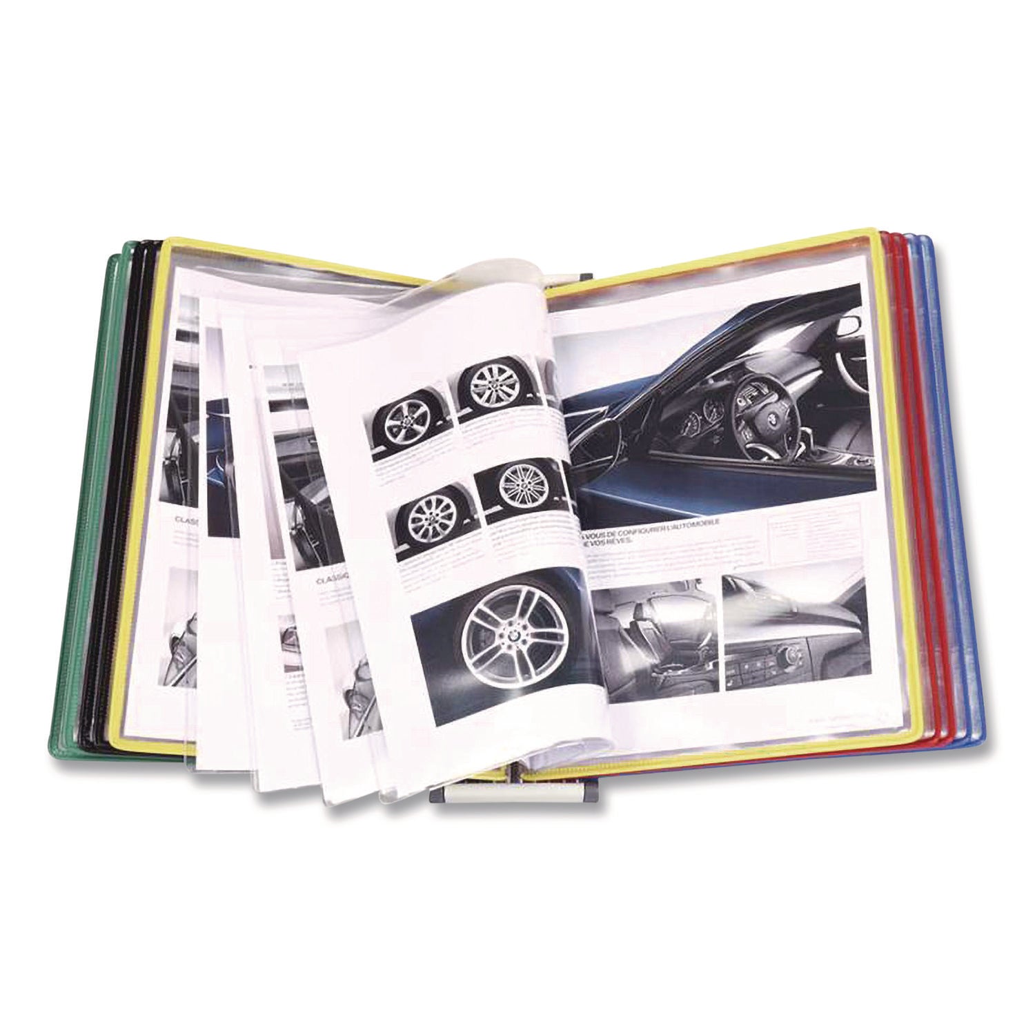 djois® by Tarifold Wall-Mount Display with Foldfive Expansion Pockets, 10 Panels with Assorted Borders