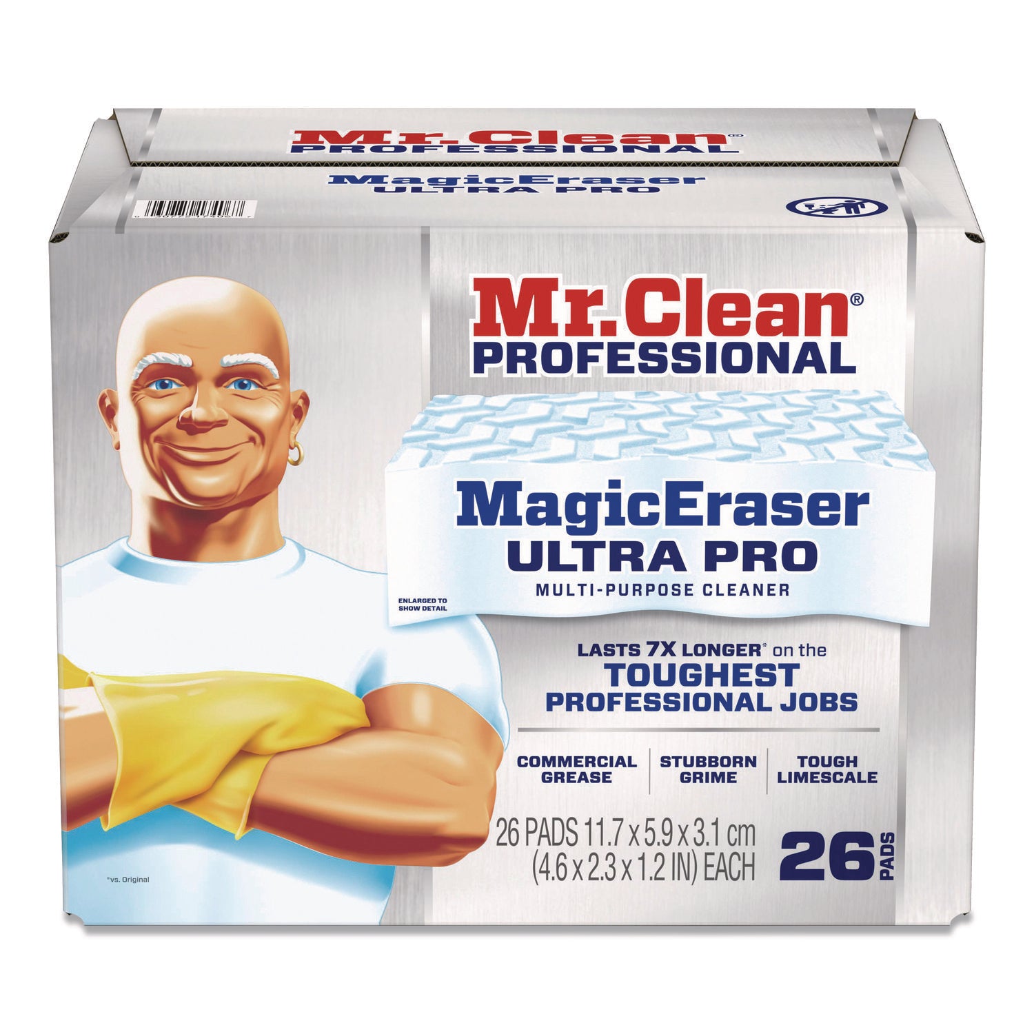 Mr. Clean® Professional Magic Eraser Ultra Pro Multi-Purpose Cleaner, 4.72 x 1.38 x 2.56 Thick, White, 26/Carton