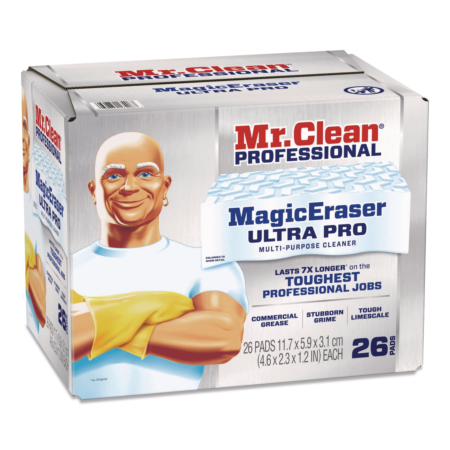 Mr. Clean® Professional Magic Eraser Ultra Pro Multi-Purpose Cleaner, 4.72 x 1.38 x 2.56 Thick, White, 26/Carton