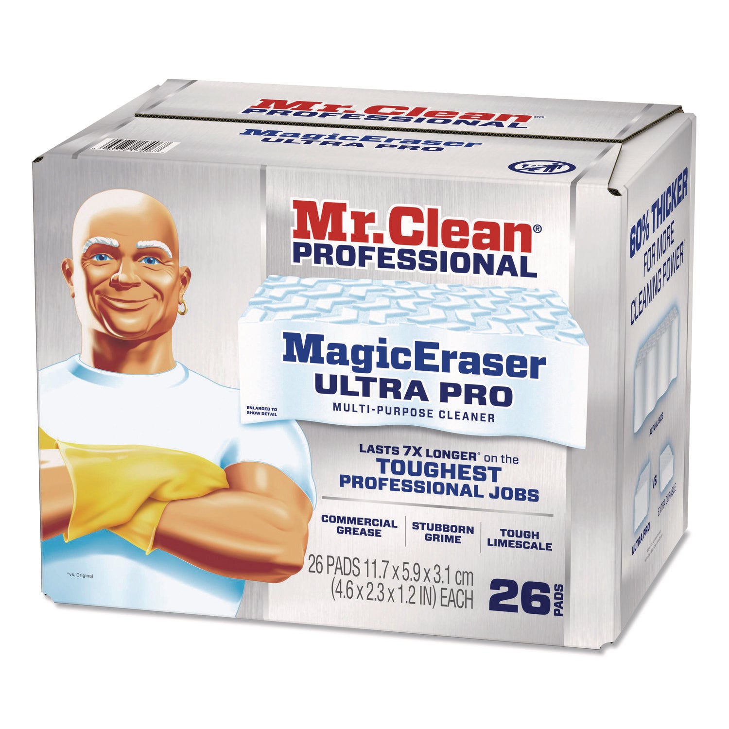 Mr. Clean® Professional Magic Eraser Ultra Pro Multi-Purpose Cleaner, 4.72 x 1.38 x 2.56 Thick, White, 26/Carton