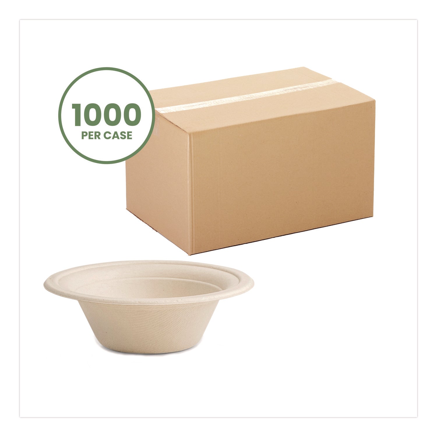 Vegware™ Nourish Molded Fiber Tableware, Compostable, Bowl, Sugarcane, 12 oz, White, 1,000/Carton