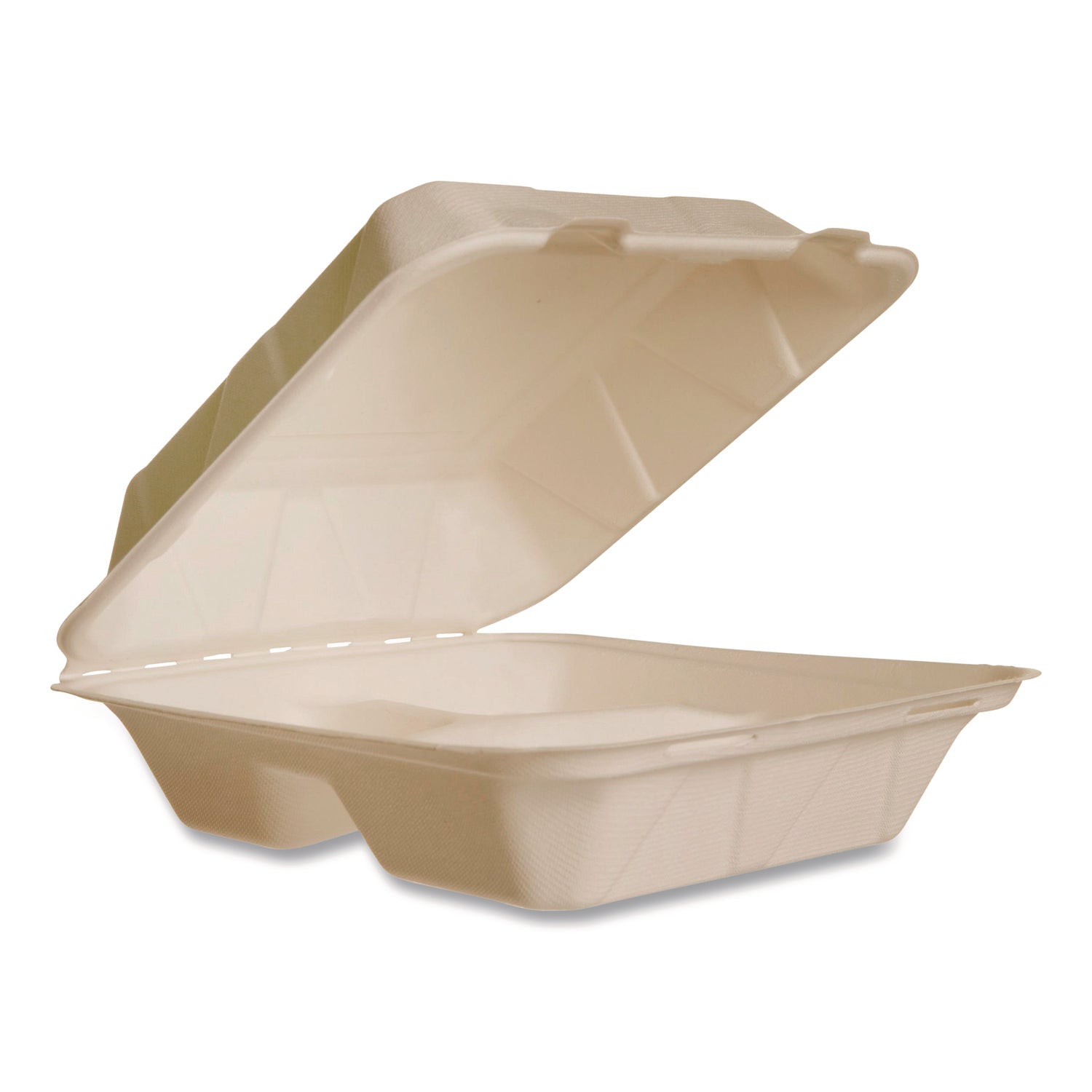 Vegware™ Nourish Molded Fiber Takeout Containers, Compostable, 3 Compartments, 7.9 x 7.9 x 2.9, White, Sugarcane, 200/Carton