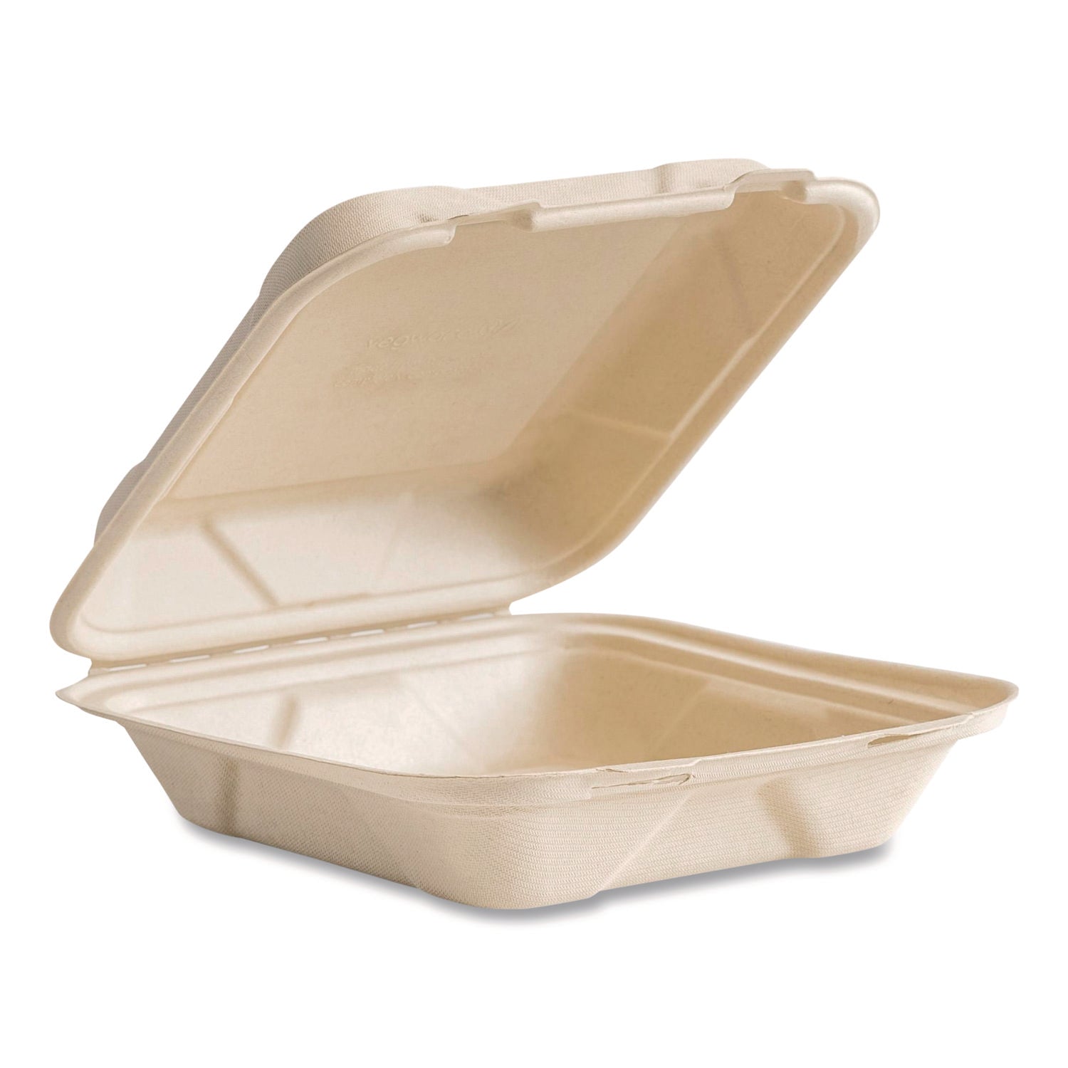 Vegware™ Nourish Molded Fiber Takeout Containers, Compostable, 7.9 x 7.9 x 2.9, White, Sugarcane, 200/Carton