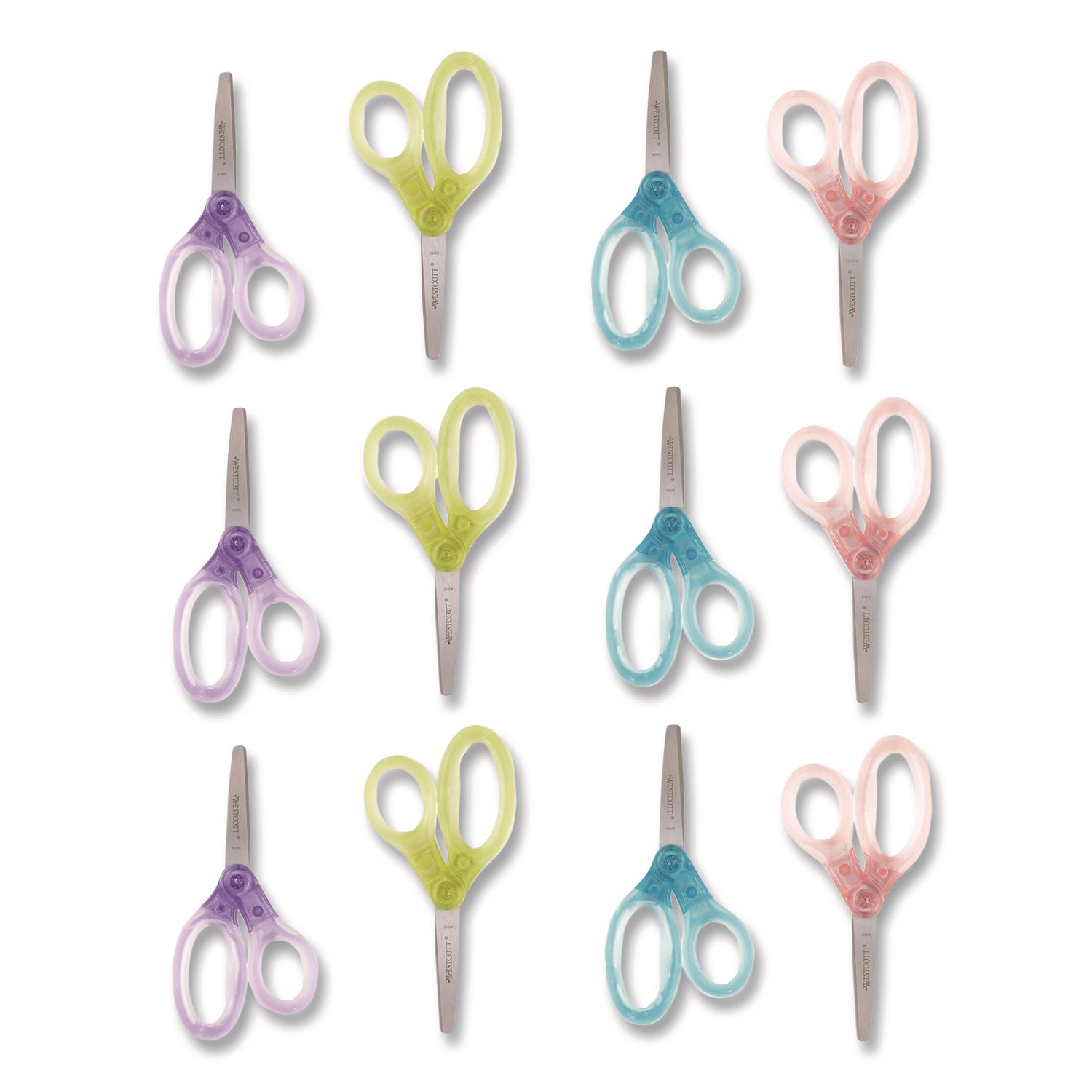 Westcott® Jellies Kids Scissors, 5" Long, Straight Assorted Handle Colors, 12/Pack