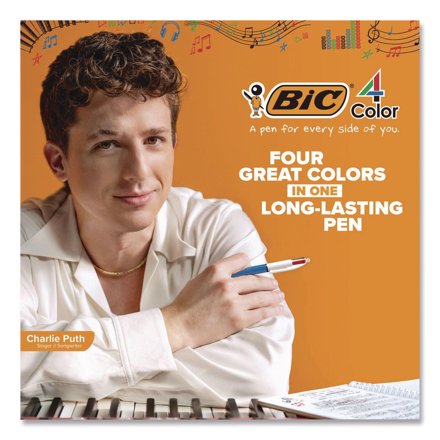 BIC® 4-Color Shine Multi-Color Ballpoint Pen, Retractable, Medium 1mm, Black/Blue/Green/Red Ink, Assorted Metallic Barrels, 3/Pack