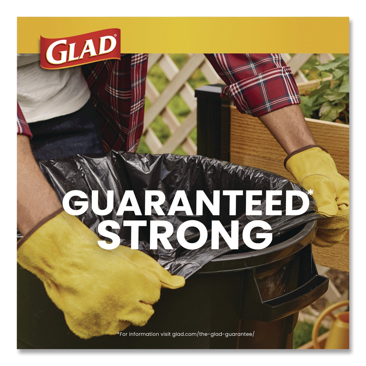 Glad® Large Quick-Tie Trash Bags, Lawn and Leaf, 39 gal, 0.95 mil, 32.5 x 41, Black, 12 Bags/Box