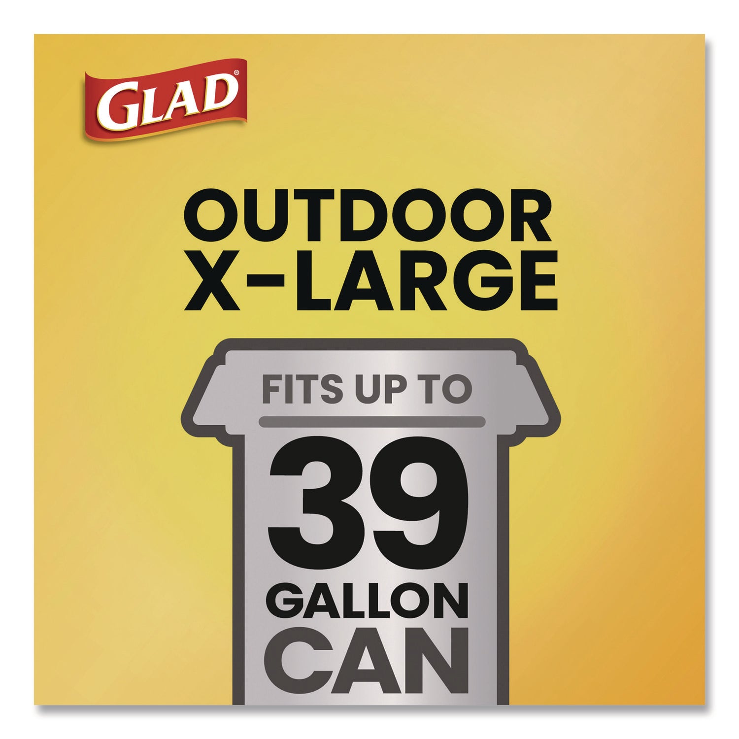 Glad® Large Quick-Tie Trash Bags, Lawn and Leaf, 39 gal, 0.95 mil, 32.5 x 41, Black, 12 Bags/Box