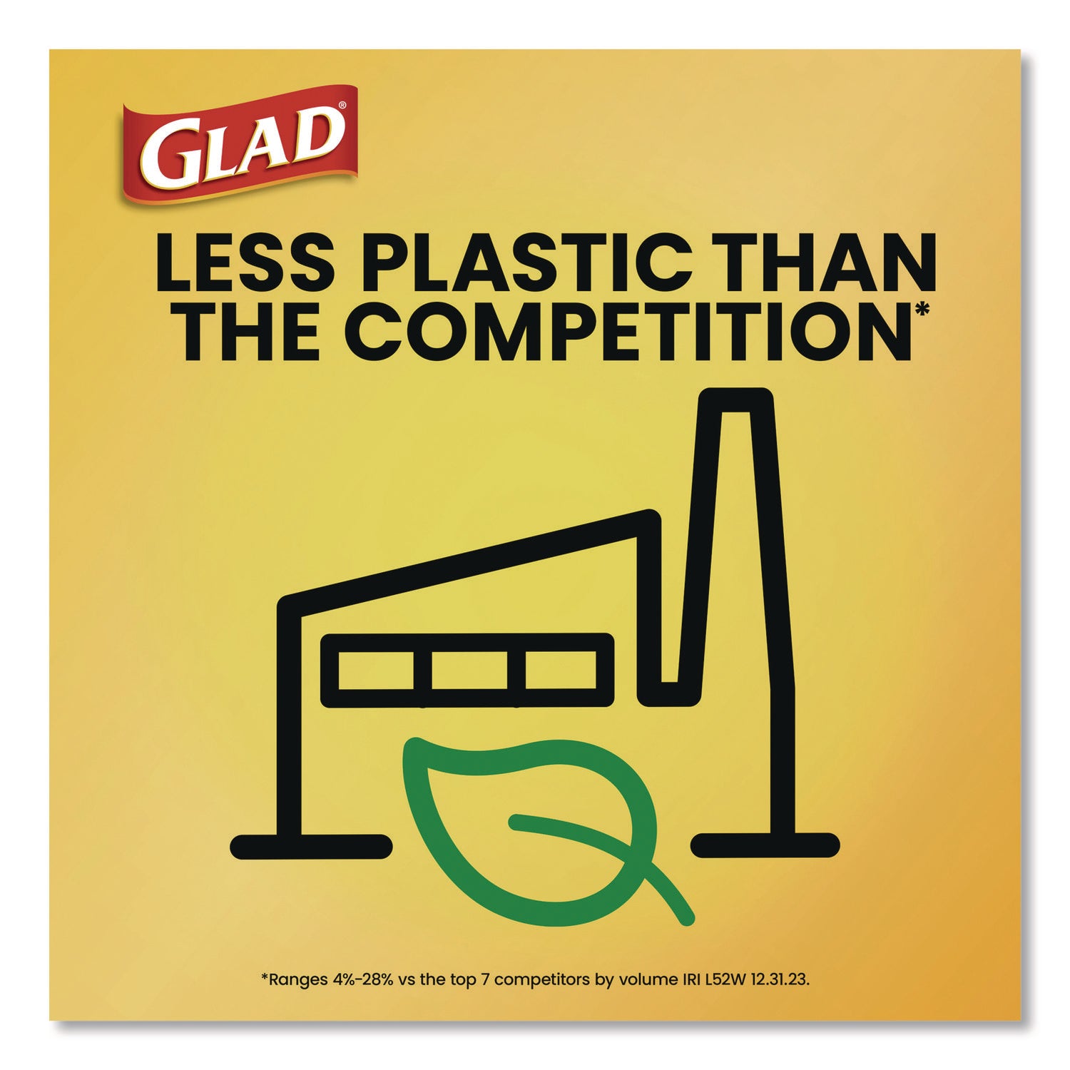 Glad® Large Quick-Tie Trash Bags, Lawn and Leaf, 39 gal, 0.95 mil, 32.5 x 41, Black, 12 Bags/Box