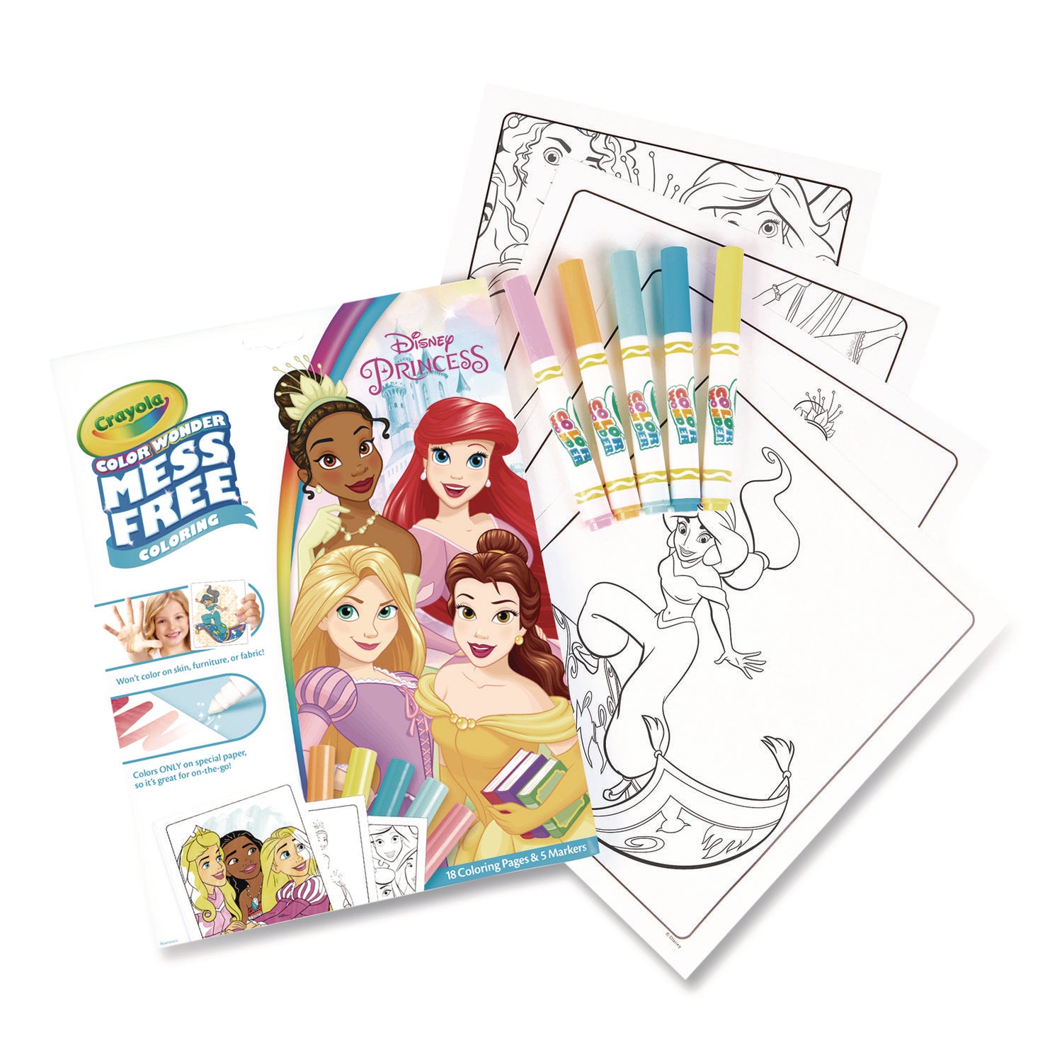 Crayola® Disney Princess Color Wonder Kit, (18) Coloring Pages and (5) Markers