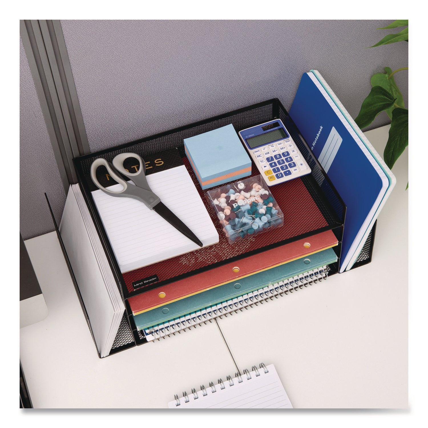 Mind Reader Metal Mesh Desktop Organizer Letter Tray, 6 Sections, Letter Size, 9.15 x 16.75 x 6, Black