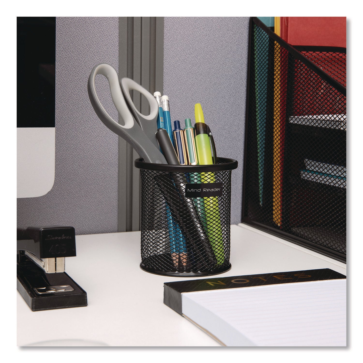 Mind Reader Metal Mesh Utensil Holder, 3.5" dia x 3.7"h, Black, 3/Pack