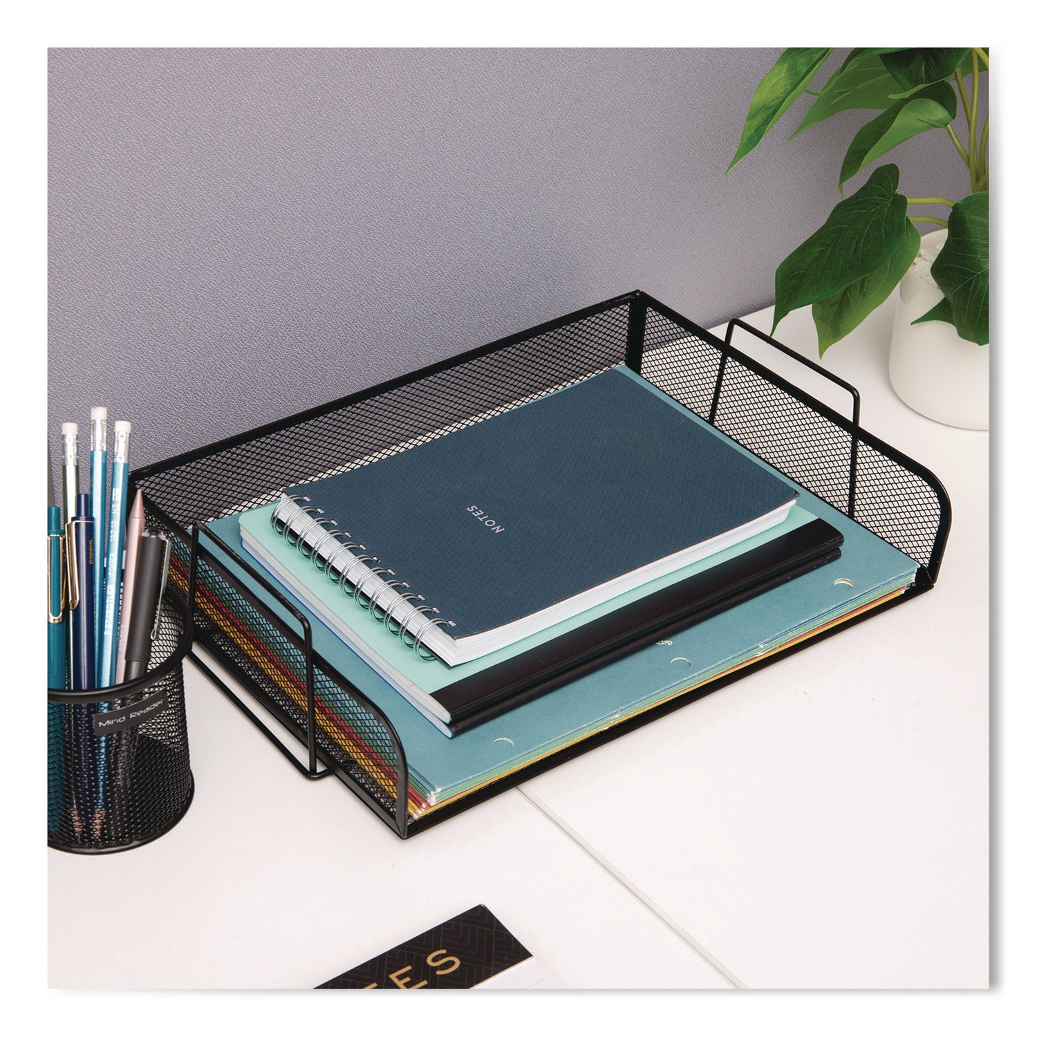 Mind Reader Stackable Paper Desk Tray Organizer, Letter Size, 9.75 x 14 x 3.25, Black, 4/Pack