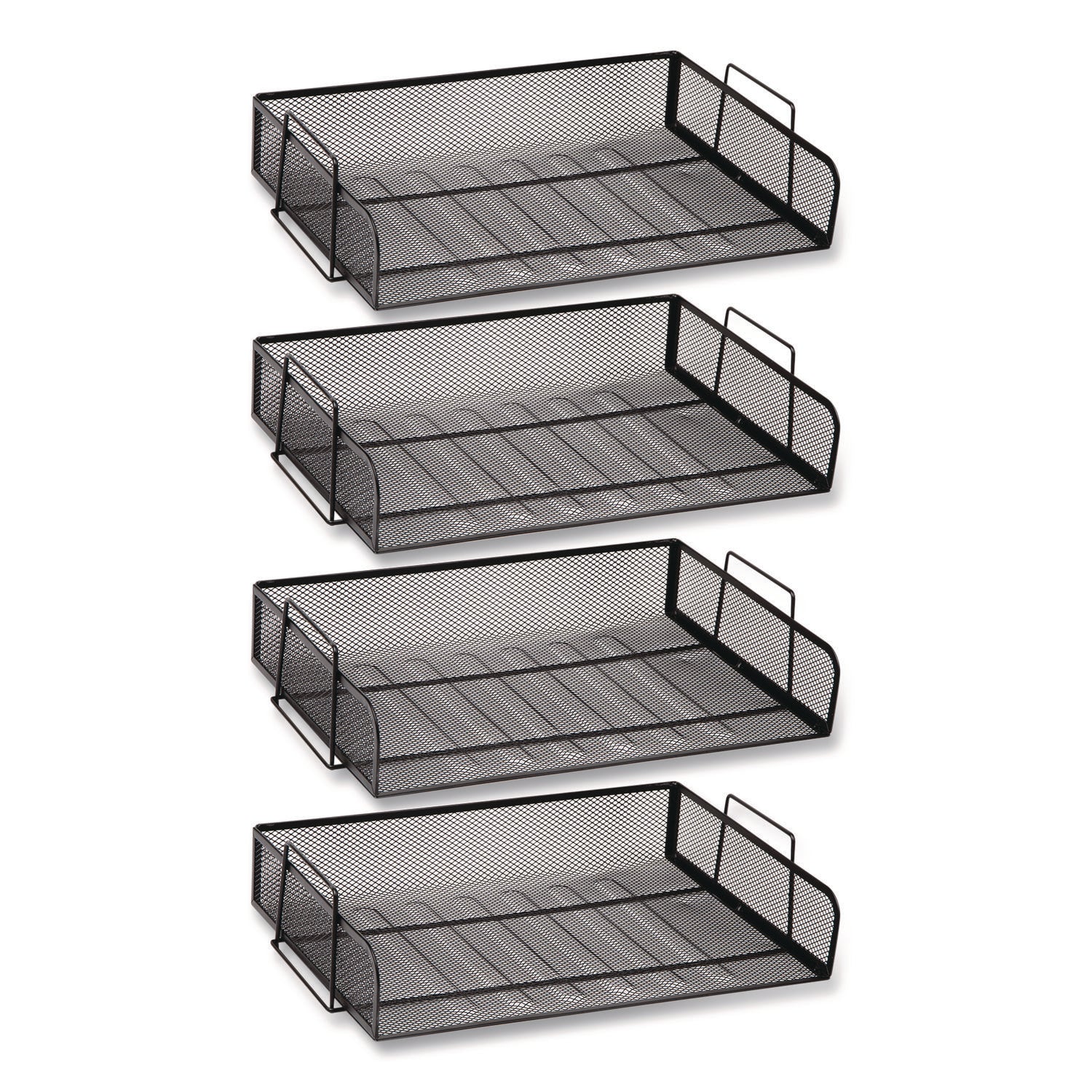 Mind Reader Stackable Paper Desk Tray Organizer, Letter Size, 9.75 x 14 x 3.25, Black, 4/Pack