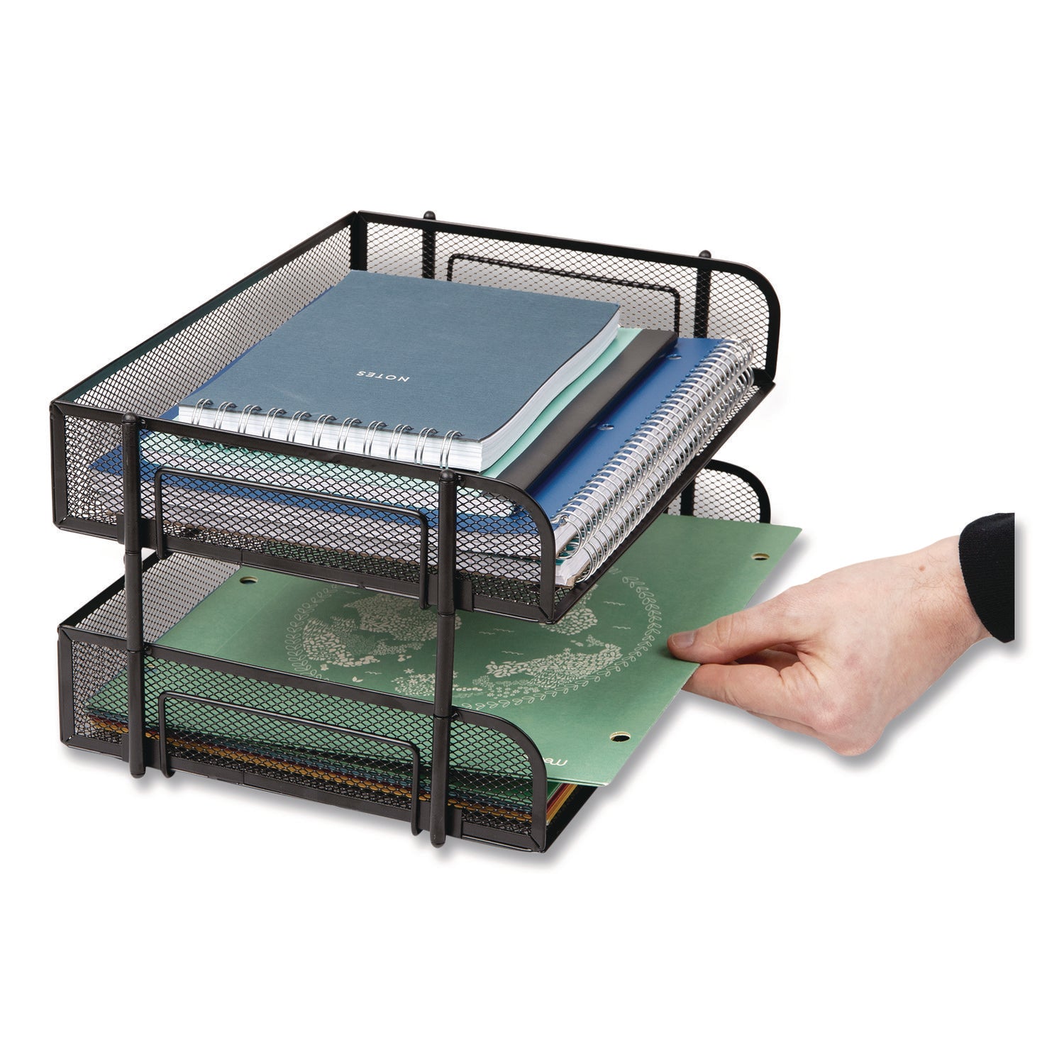 Mind Reader Stackable Paper Desk Tray Organizer, Letter Size, 10 x 13.5 x 2.5, Black, 2/Pack