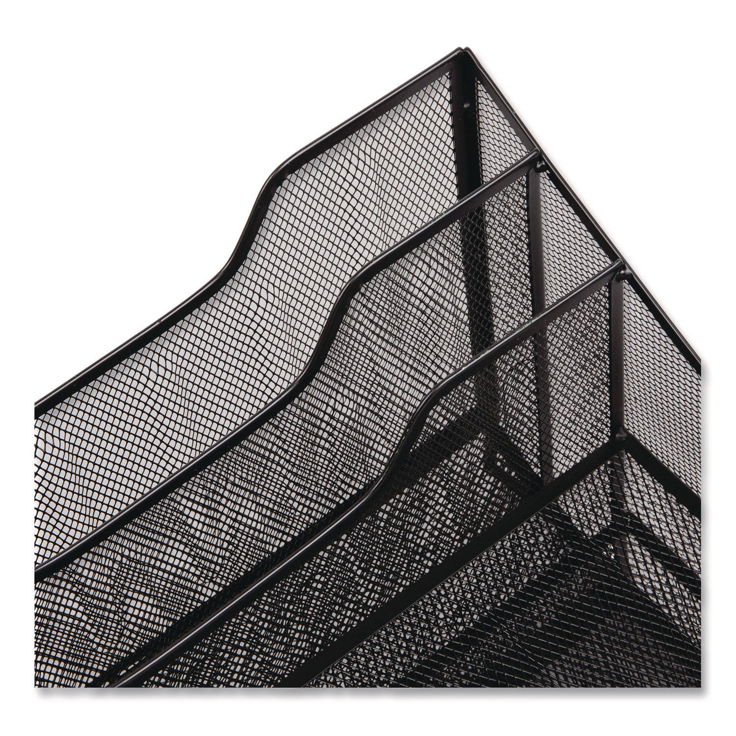 Mind Reader Metal Mesh Vertical File Holder Paper Tray Desktop Organizer, 2-Tier/5-Compartment, Letter Size, 11.25 x 12.5 x 9.5, Black