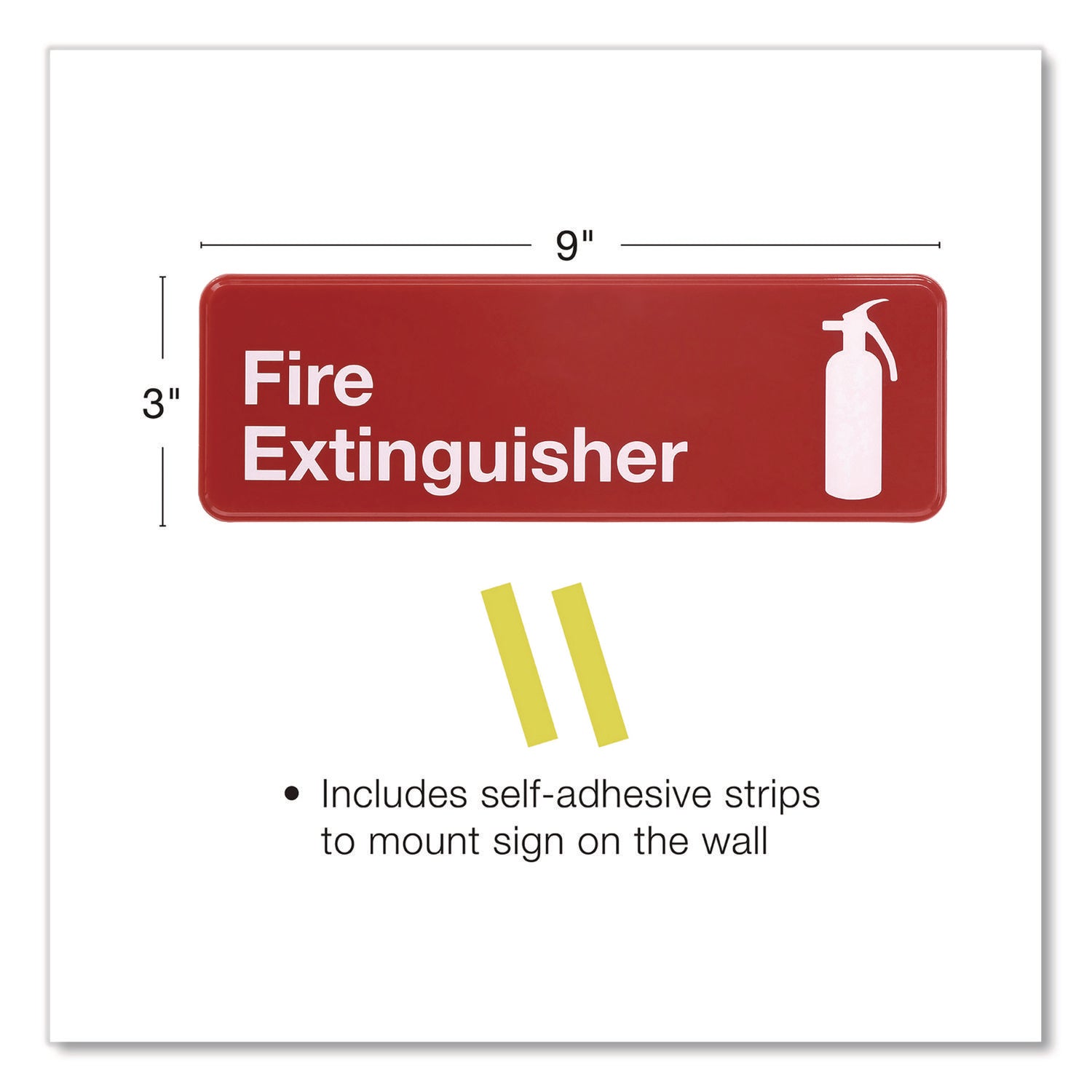 Excello Global Products® Fire Extinguisher Wall Sign, 9" x 3", Red Face, White Graphics, 3/Pack