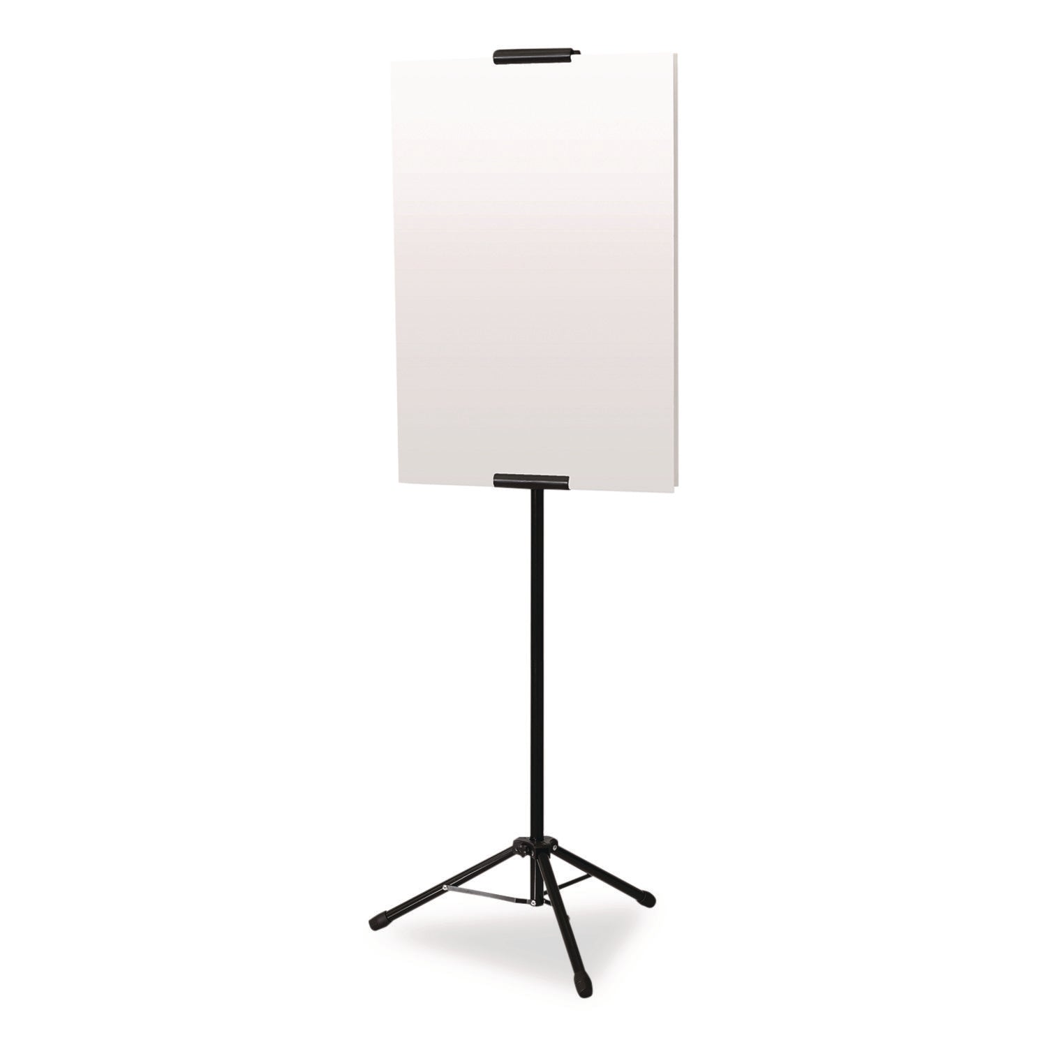 Excello Global Products® Blank Floor Sign Stand, Holds Posters Up to 77", 26" to 86" Tall, Black Stand, White Face