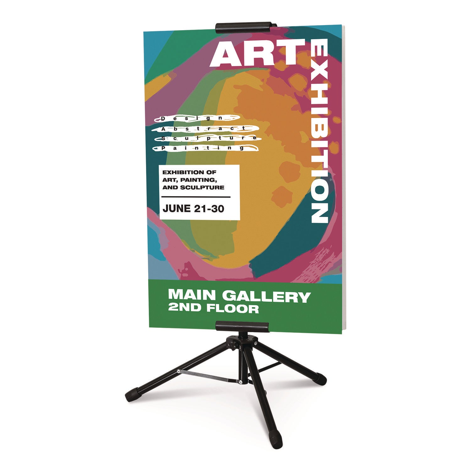 Excello Global Products® Blank Floor Sign Stand, Holds Posters Up to 77", 26" to 86" Tall, Black Stand, White Face