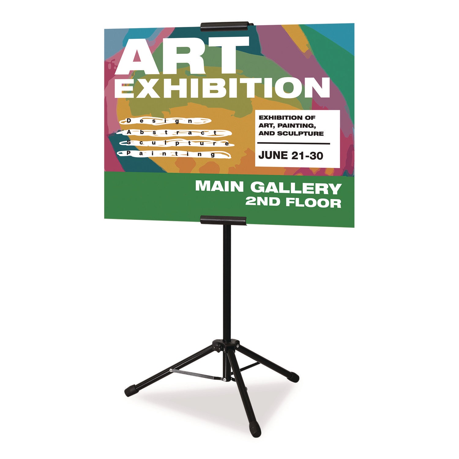 Excello Global Products® Blank Floor Sign Stand, Holds Posters Up to 77", 26" to 86" Tall, Black Stand, White Face