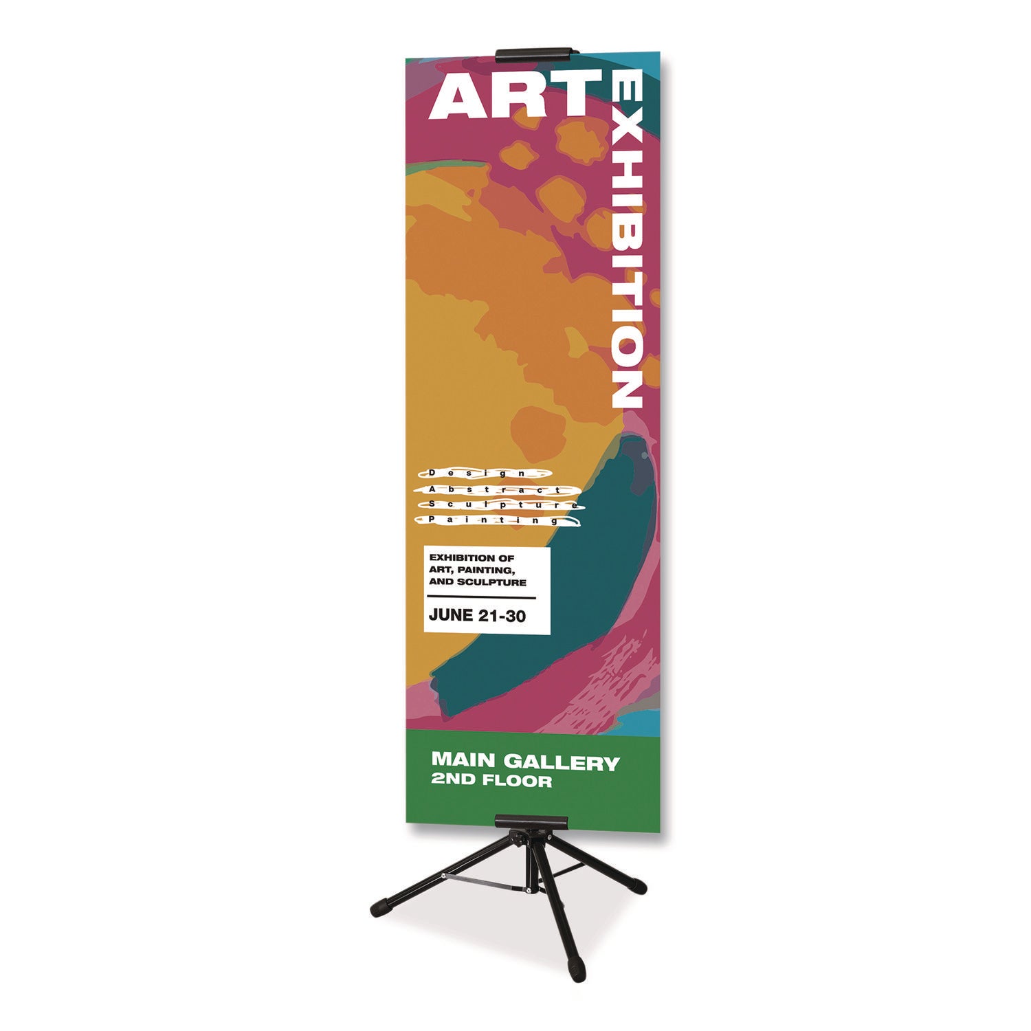 Excello Global Products® Blank Floor Sign Stand, Holds Posters Up to 77", 26" to 86" Tall, Black Stand, White Face