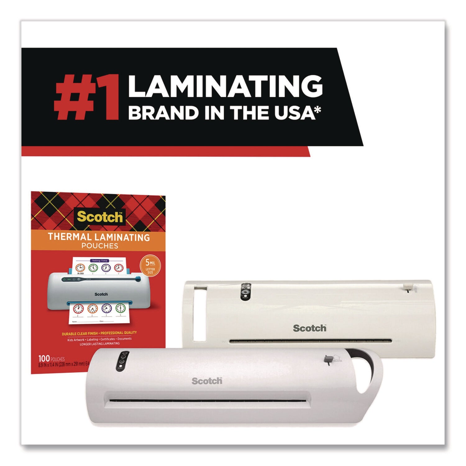 Scotch™ Laminating Pouches, 3 mil, 8.9" x 11.4", Clear, 150/Pack