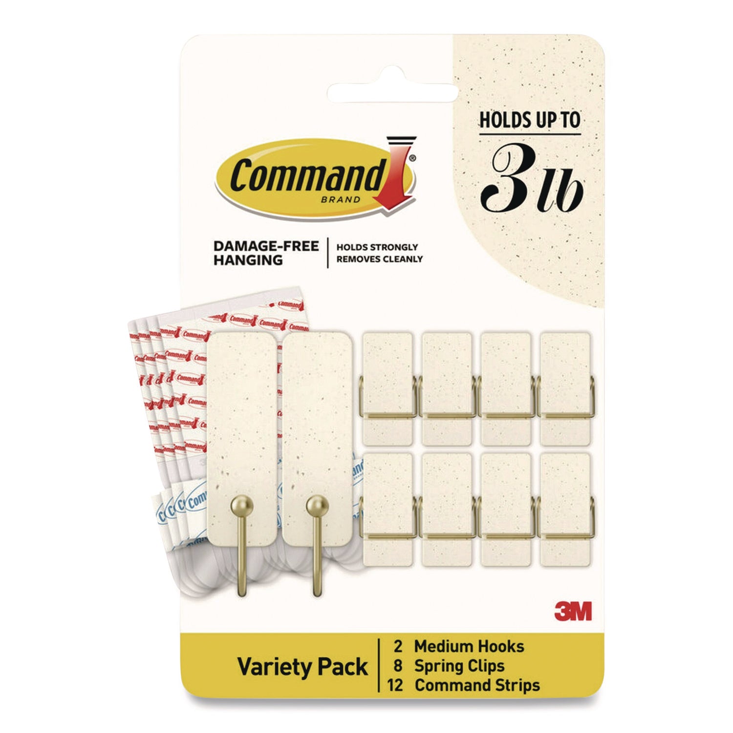 Command™ Limited Edition Hooks and Clips, Vanilla Bean, 3 lb Capacity, 2 Hooks, 8 Clips and 12 Strips/Pack