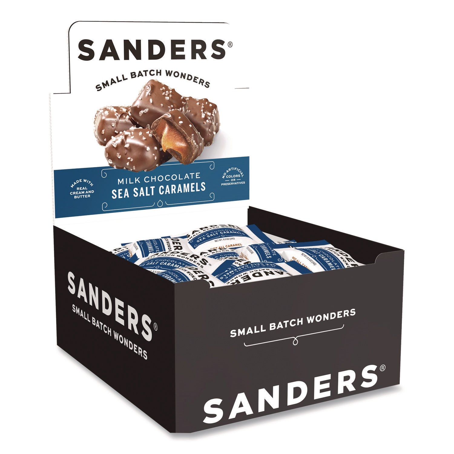 Sanders® Small Batch Wonders Snack-Size Milk Chocolate Sea Salt Caramels, 0.5 oz Individually Wrapped, 48/Box
