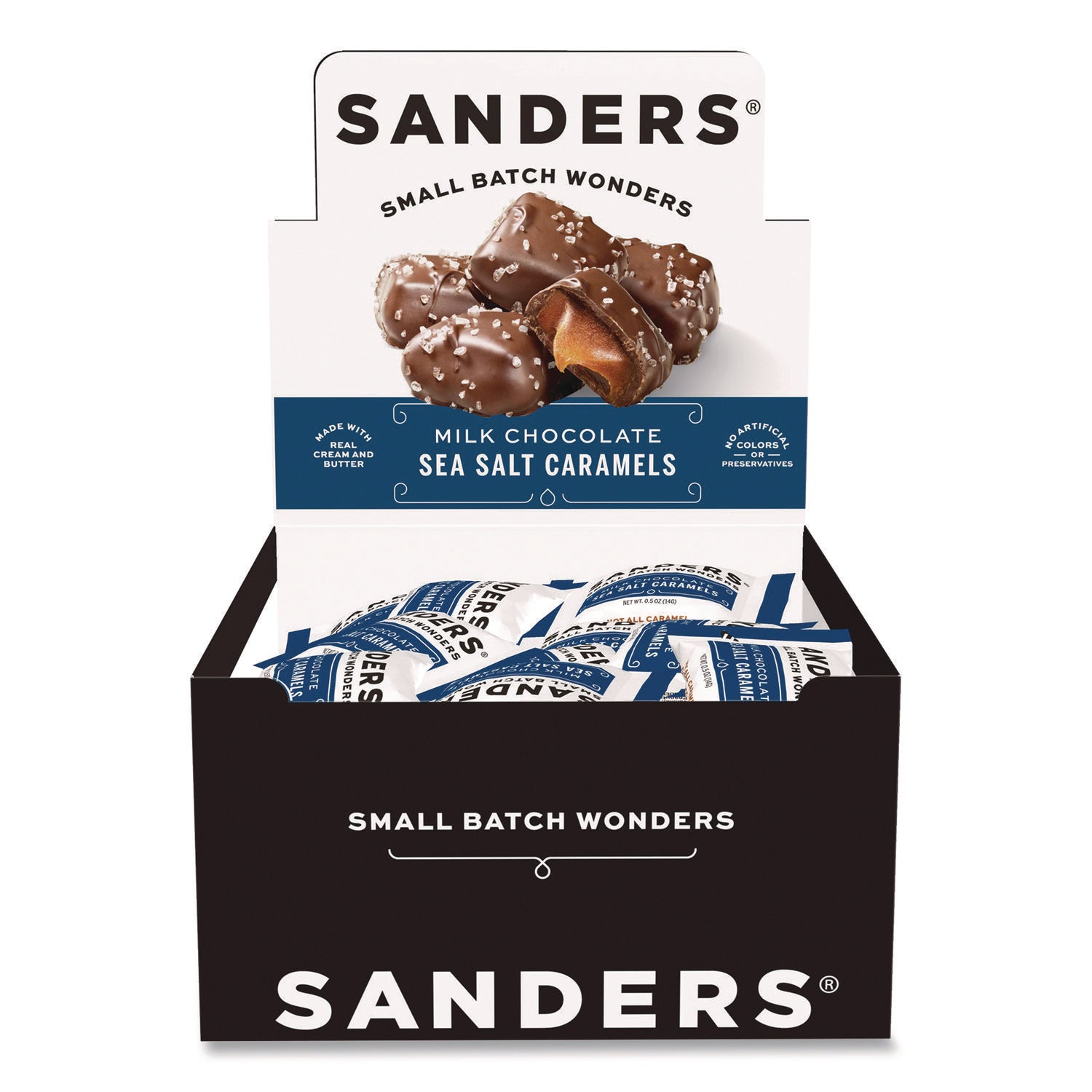 Sanders® Small Batch Wonders Snack-Size Milk Chocolate Sea Salt Caramels, 0.5 oz Individually Wrapped, 48/Box