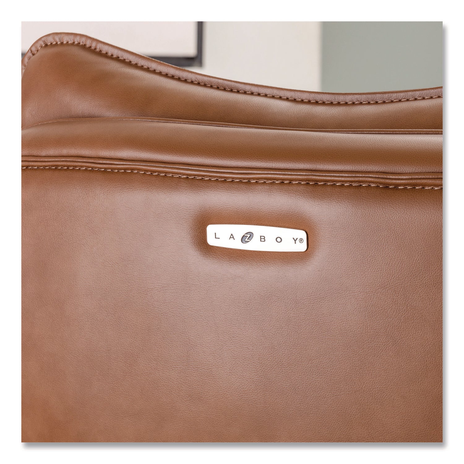 La-Z-Boy® Jenkins Executive Big and Tall Chair, Supports Up to 400 lb, 20" to 23" Seat Height, Brown Seat/Back, Silver/Black Base