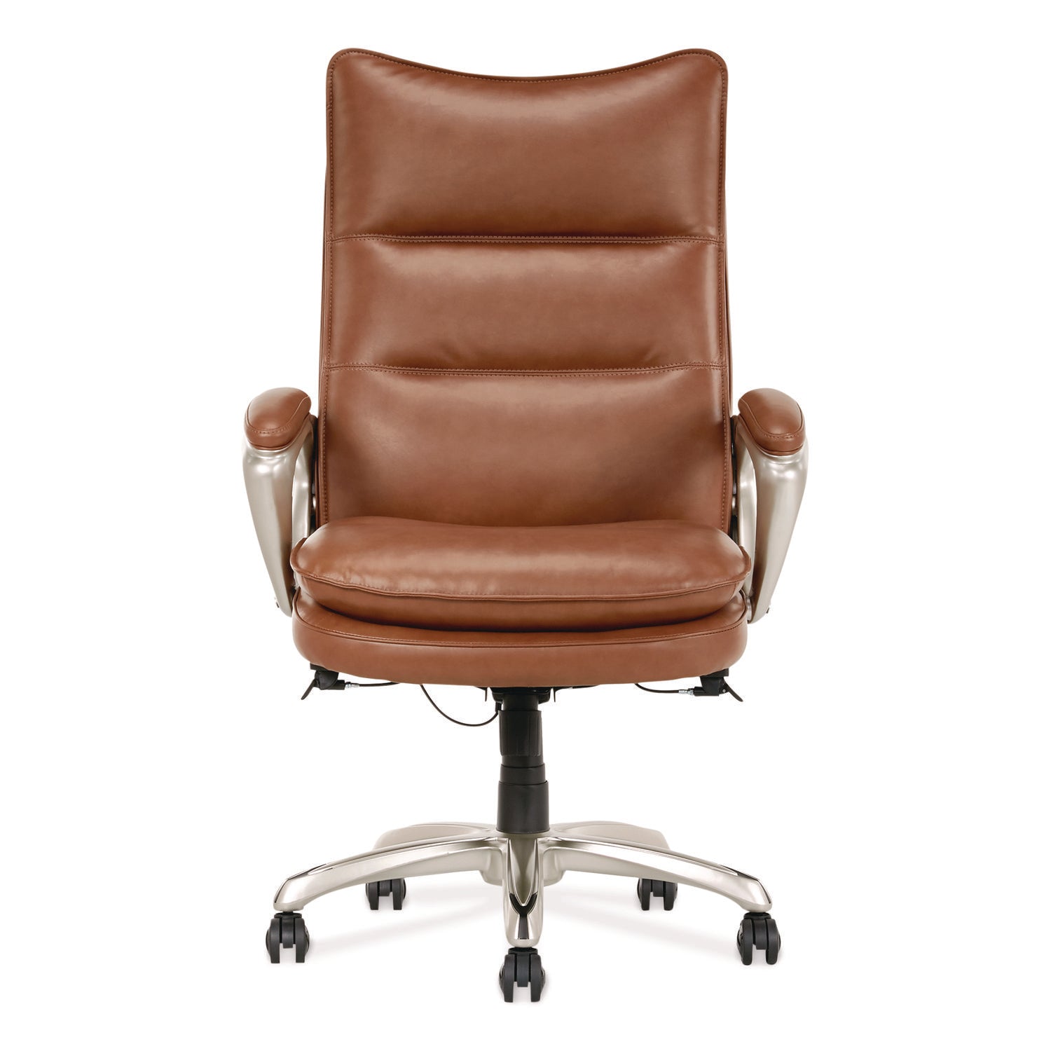 La-Z-Boy® Jenkins Executive Big and Tall Chair, Supports Up to 400 lb, 20" to 23" Seat Height, Brown Seat/Back, Silver/Black Base