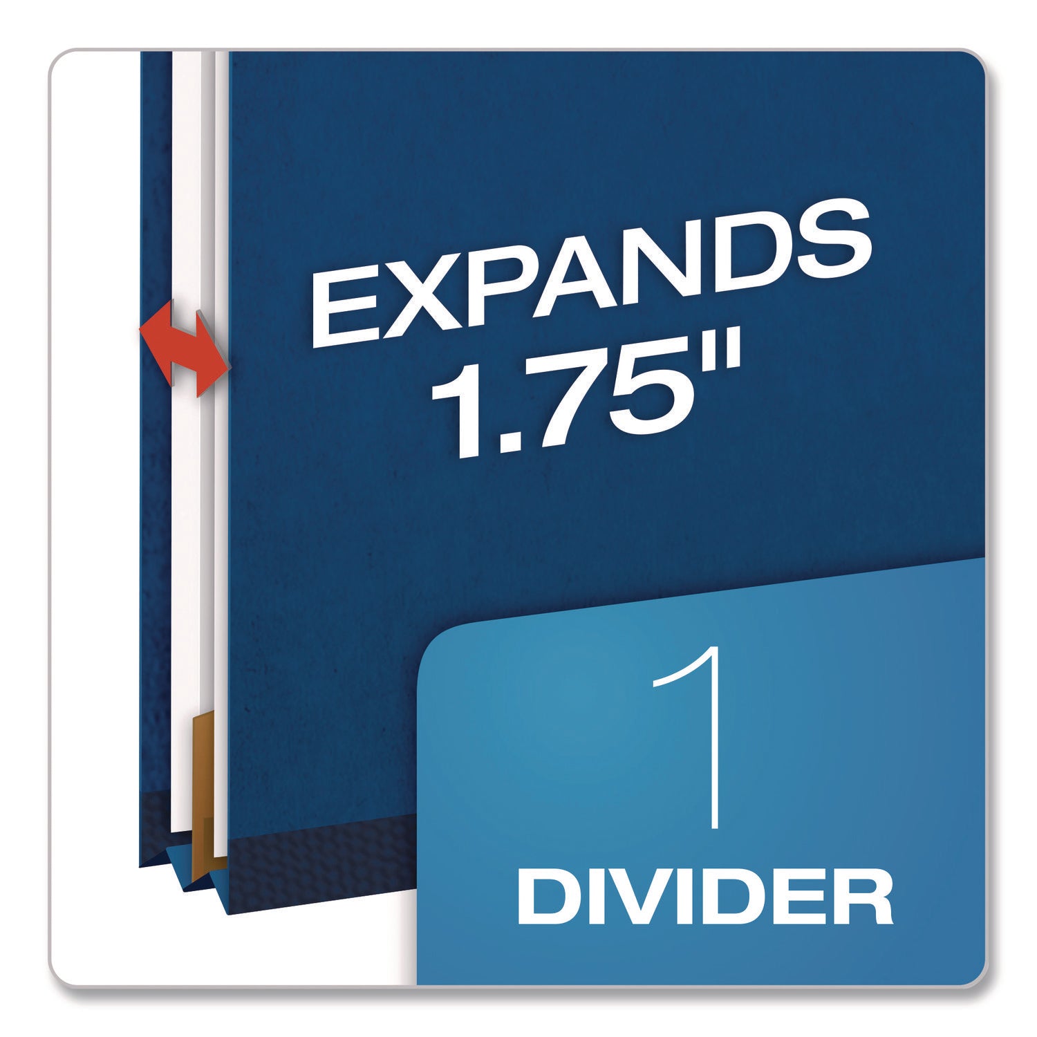 Pendaflex® Colored Pressboard Top Tab Classification Folders, 1.75" Expansion, 1 Divider, 4 Fasteners, Letter Size, Dark Blue, 10/Box