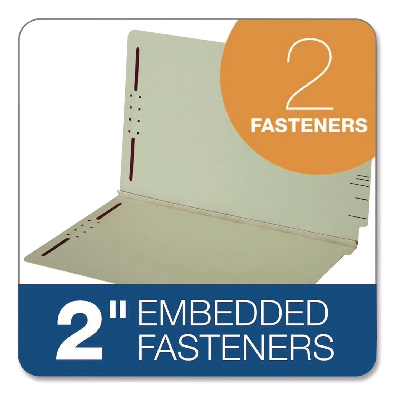 Pendaflex® Colored Pressboard End Tab Fastener Folders, 2 Fasteners, Legal Size, Light Green Exterior, 25/Box