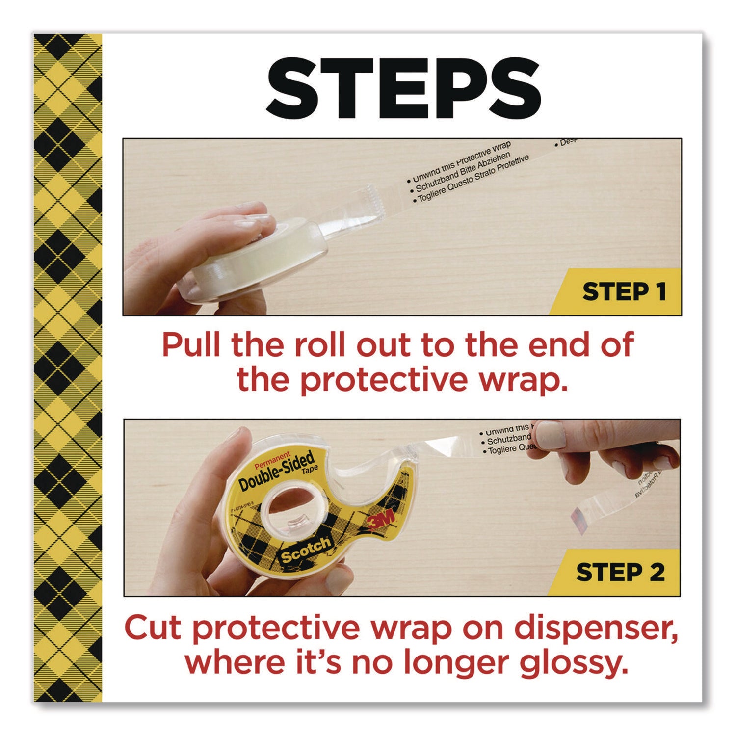 Scotch® Double-Sided Permanent Tape in Handheld Dispenser, 1" Core, 0.5" x 500", 6/Pack