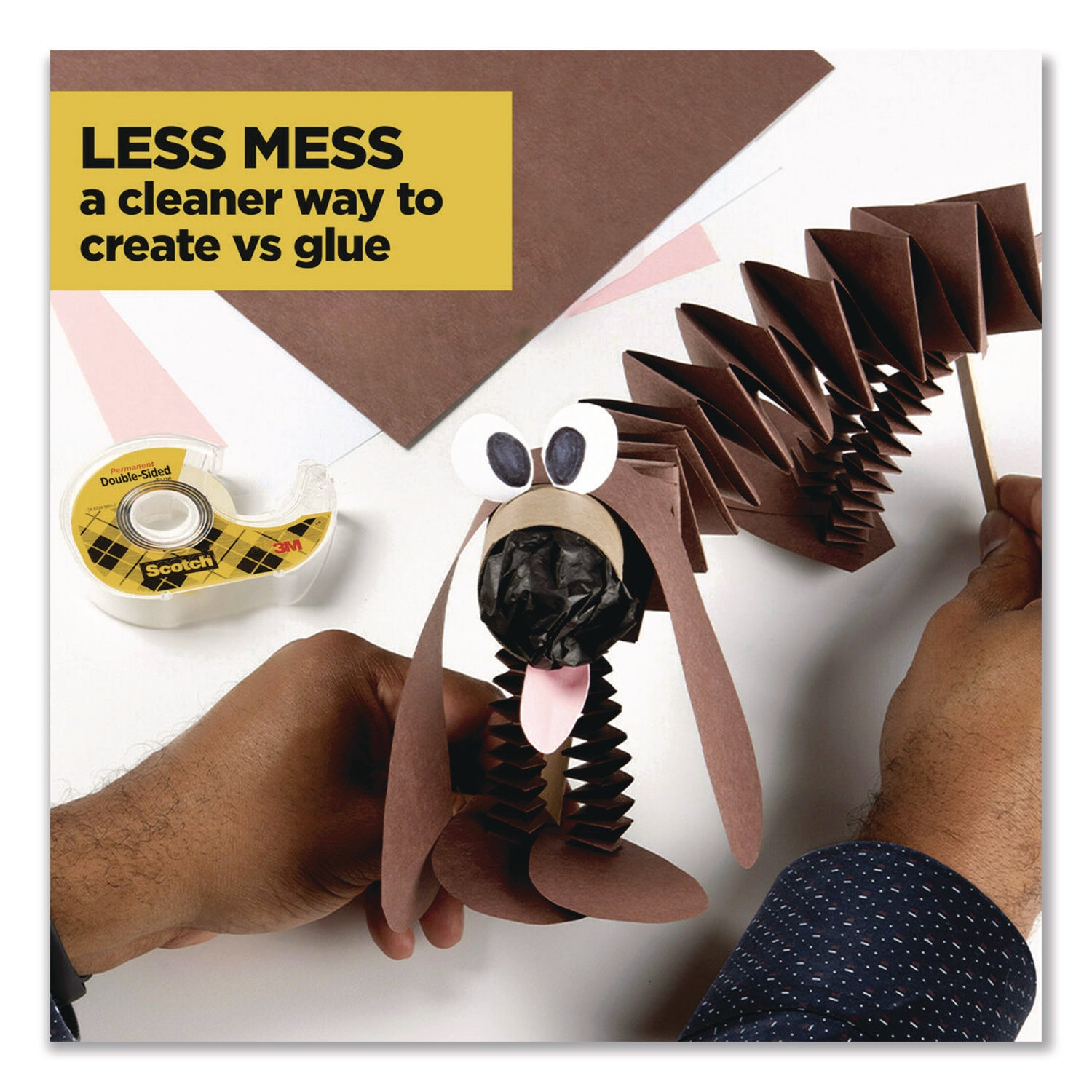 Scotch® Double-Sided Permanent Tape in Handheld Dispenser, 1" Core, 0.5" x 500", 6/Pack