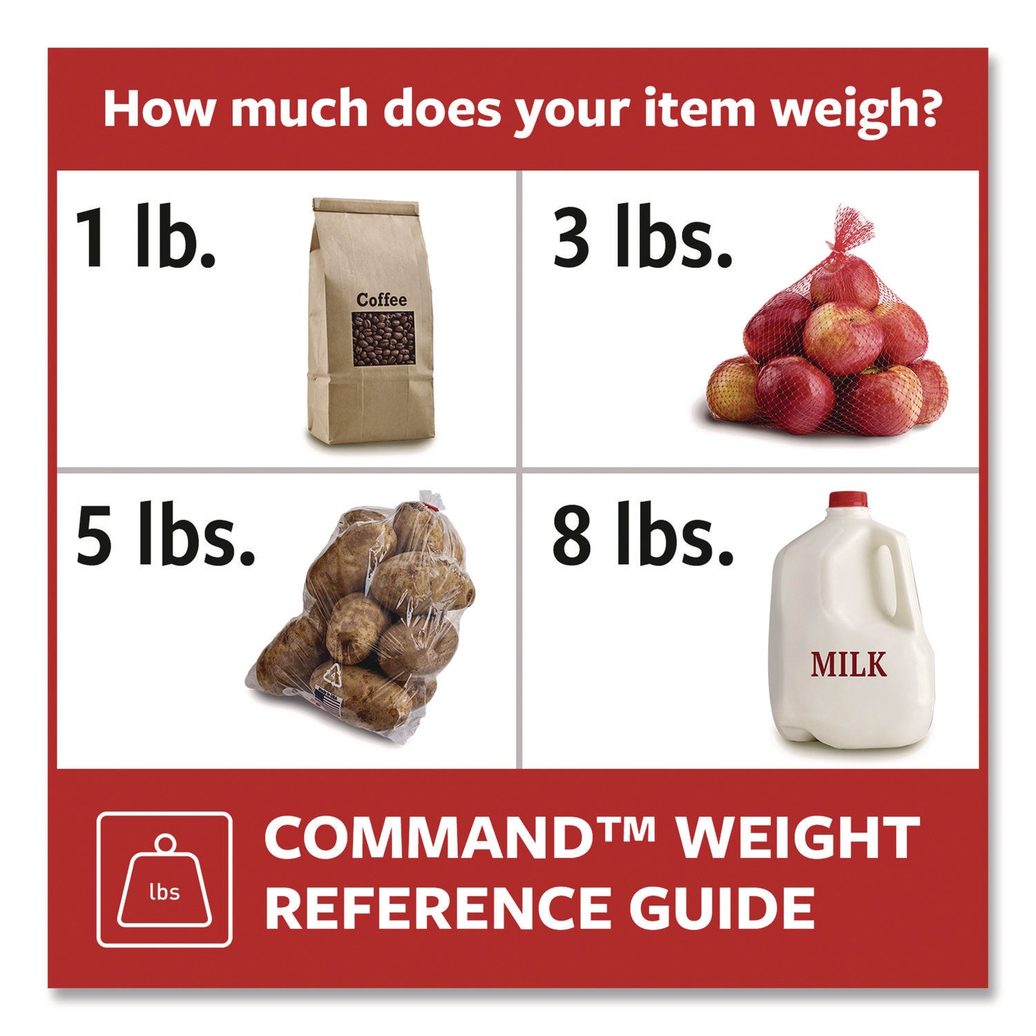 Command™ General Purpose Hooks, Large, Plastic, White, 5 lb Capacity, 12 Hooks and 18 Strips/Pack