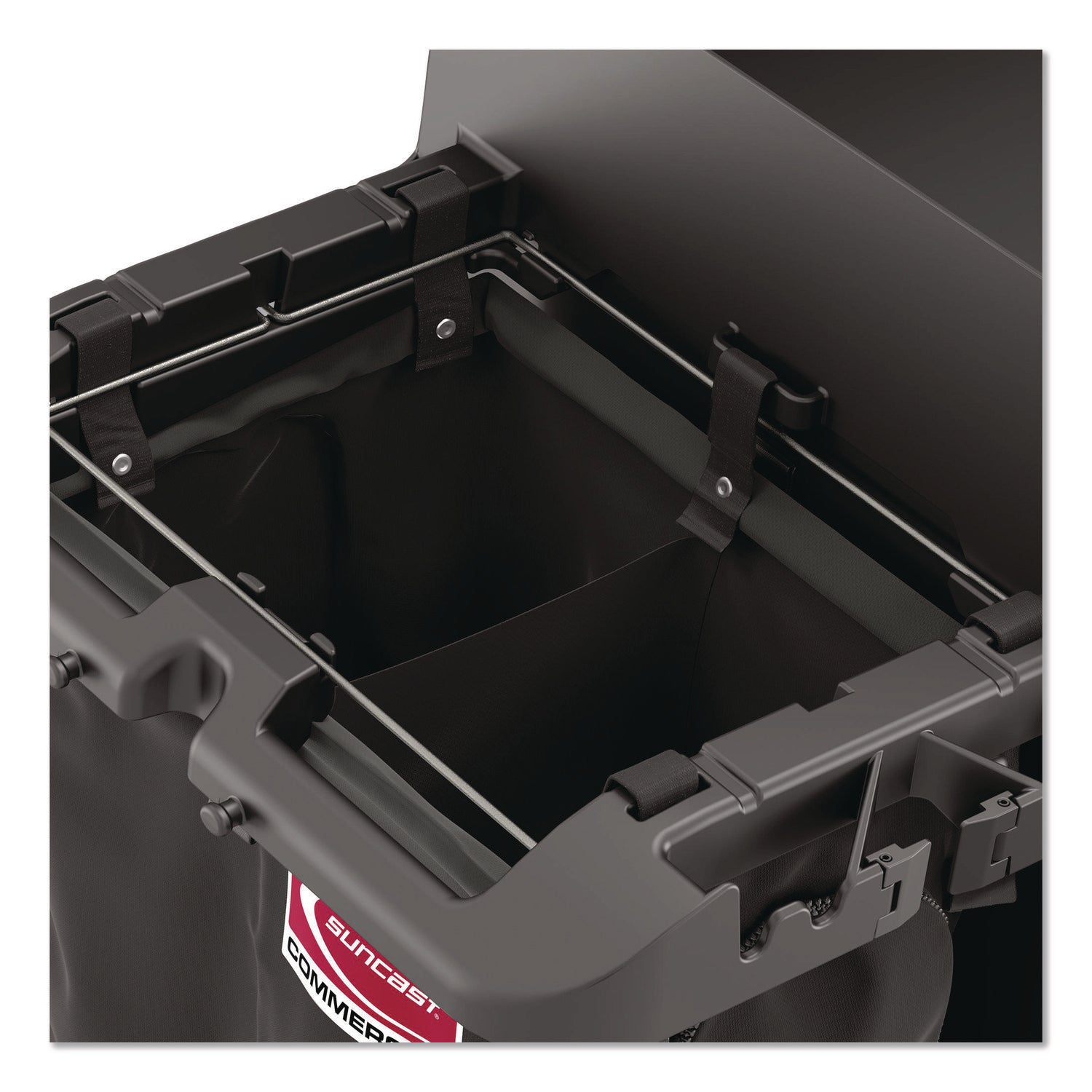 Suncast Commercial® Divided Bag for Suncast Commercial Full-Size and Compact-Size Housekeeping Carts, 25.4 gal, 15.6" x 12.52" x 29.95", Black