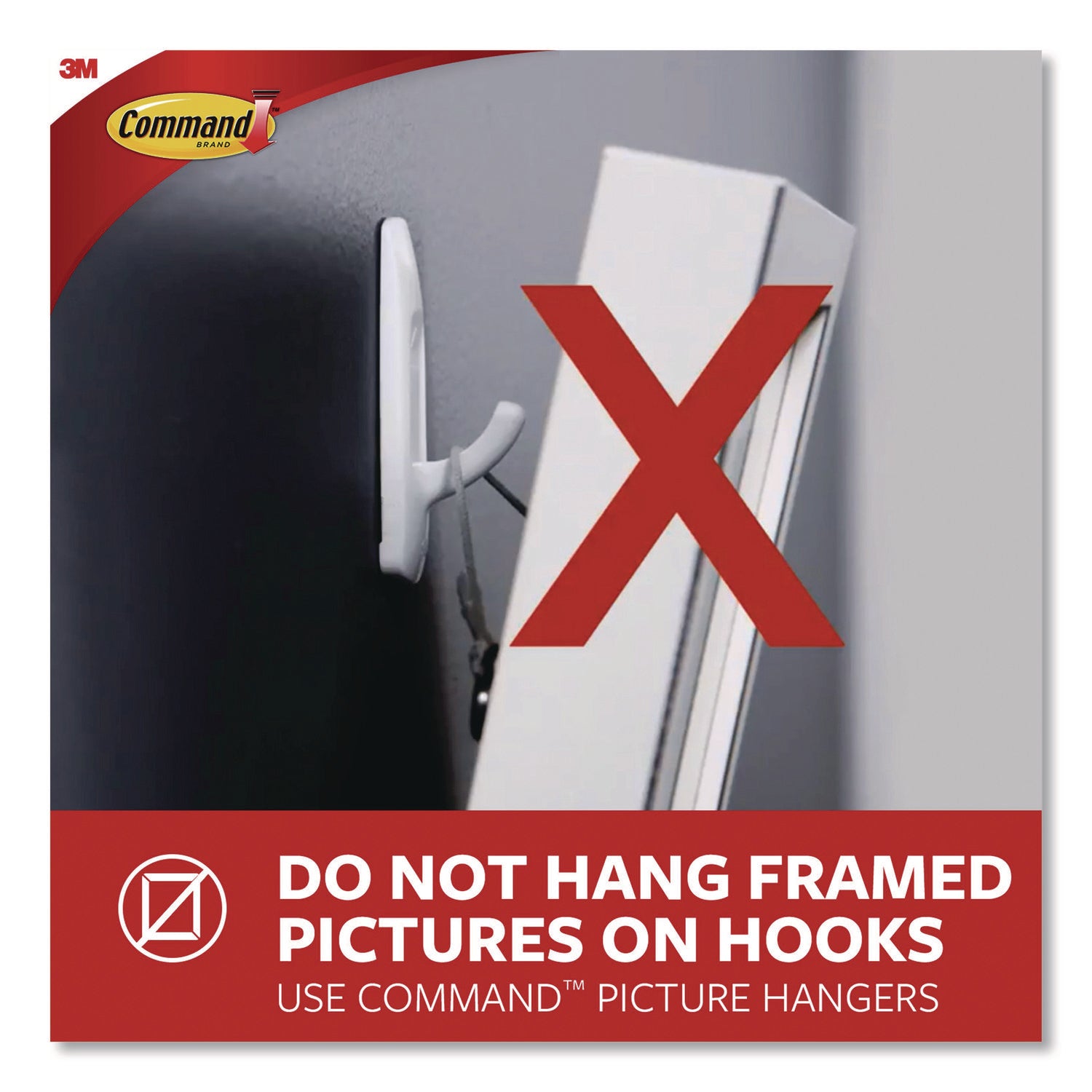 Command™ X-Large Utility Hooks, Plastic, White, 15 lb Capacity, 1 Hook and 4 Strips