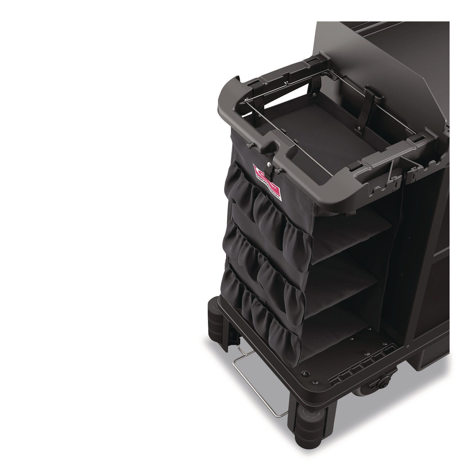Suncast Commercial® 3-Sided Hanging Bag with Shelves for Suncast Commercial HKC1000/HKC2000 Housekeeping Carts, 25.4 gal, 15.7 x 12.4 x 30, Black