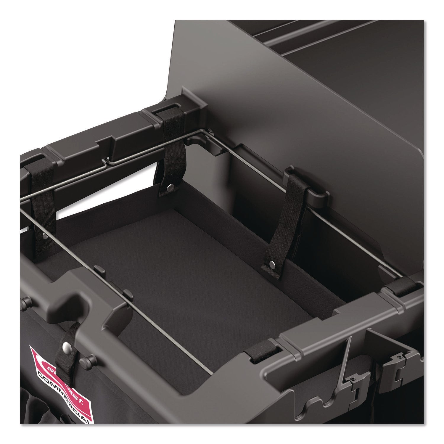 Suncast Commercial® 3-Sided Hanging Bag with Shelves for Suncast Commercial HKC1000/HKC2000 Housekeeping Carts, 25.4 gal, 15.7 x 12.4 x 30, Black