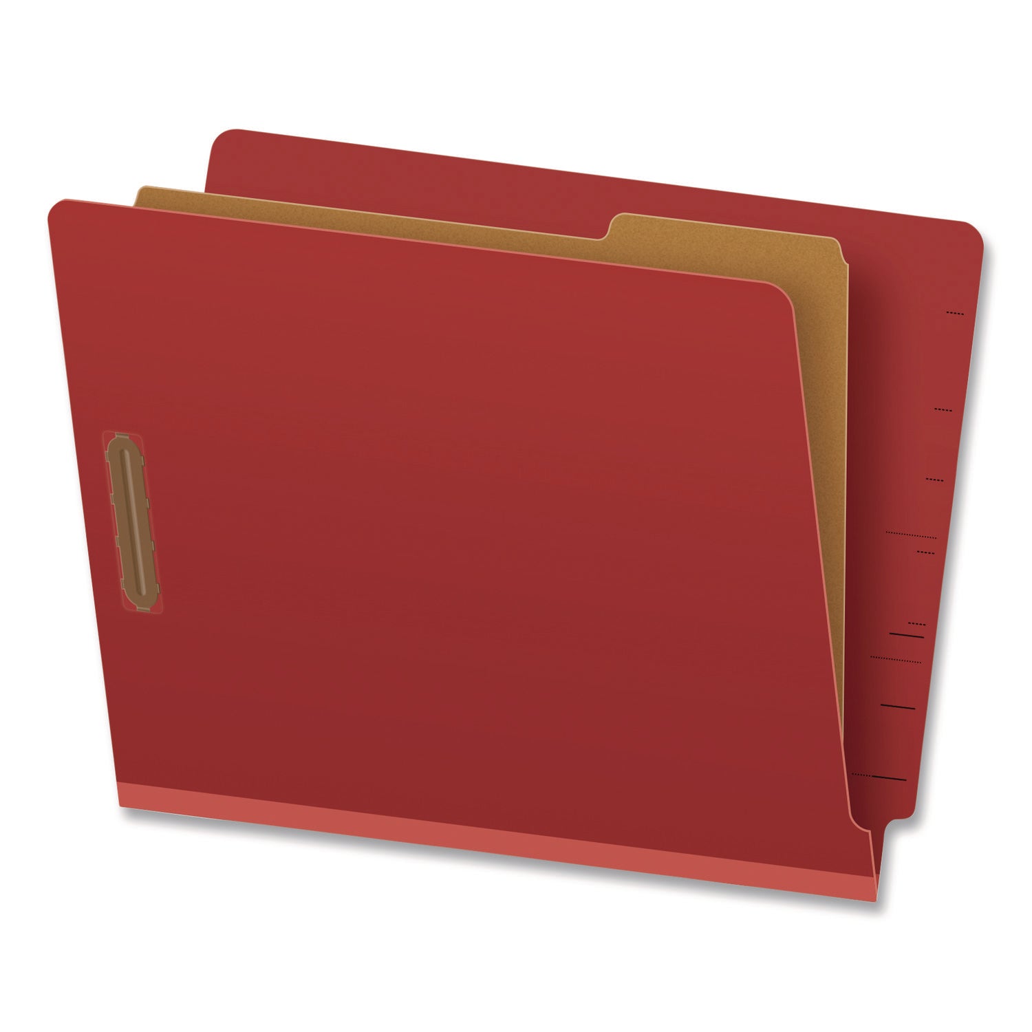 Pendaflex® Colored Pressboard End Tab Classification Folders, 1.75" Expansion, 1 Divider, 4 Fasteners, Letter Size, Red Exterior, 10/Box