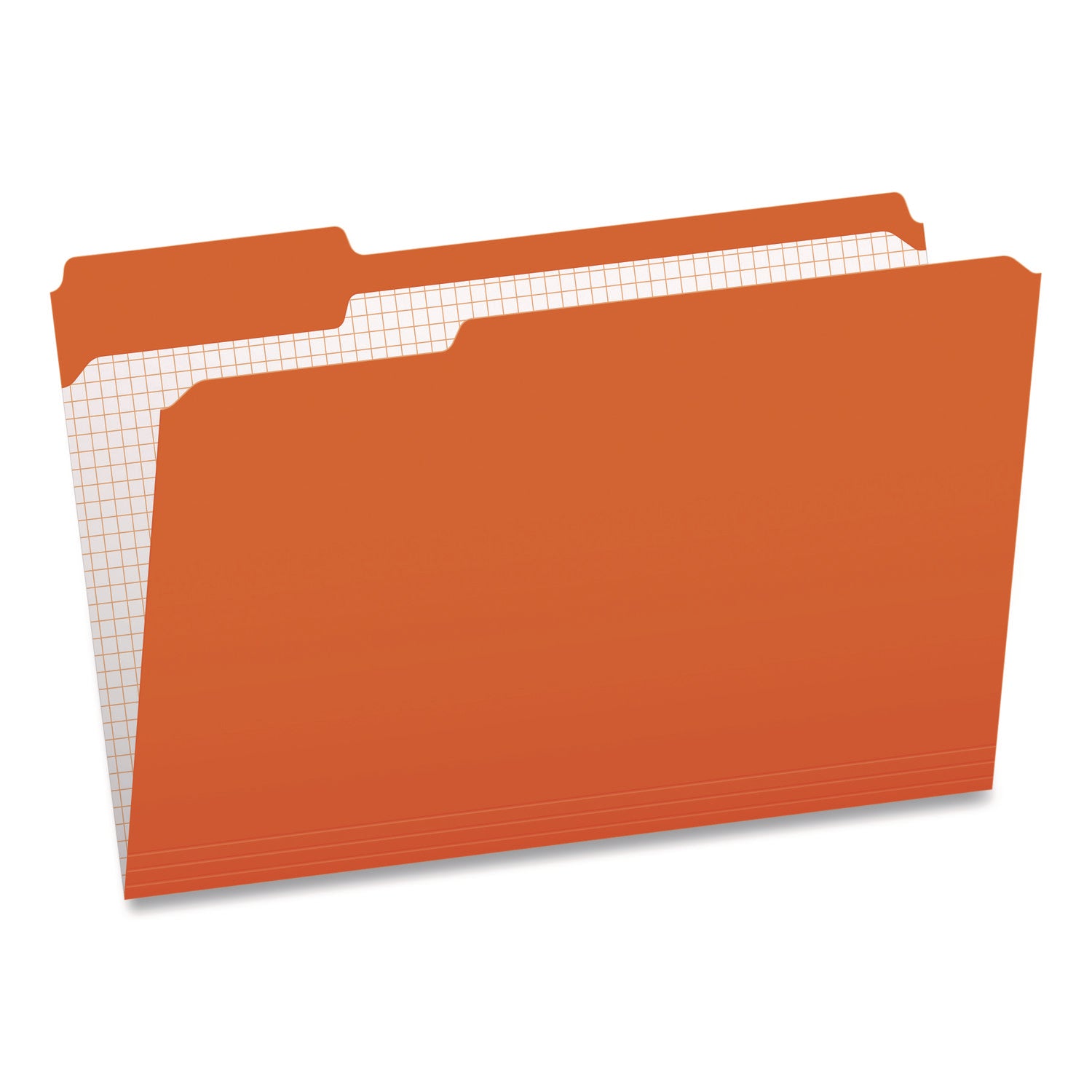 Pendaflex® Colored File Folders with Grid-Ruled Interiors, 1/3-Cut: Assorted Positions, Legal Size, Bright Orange/White, 100/Box