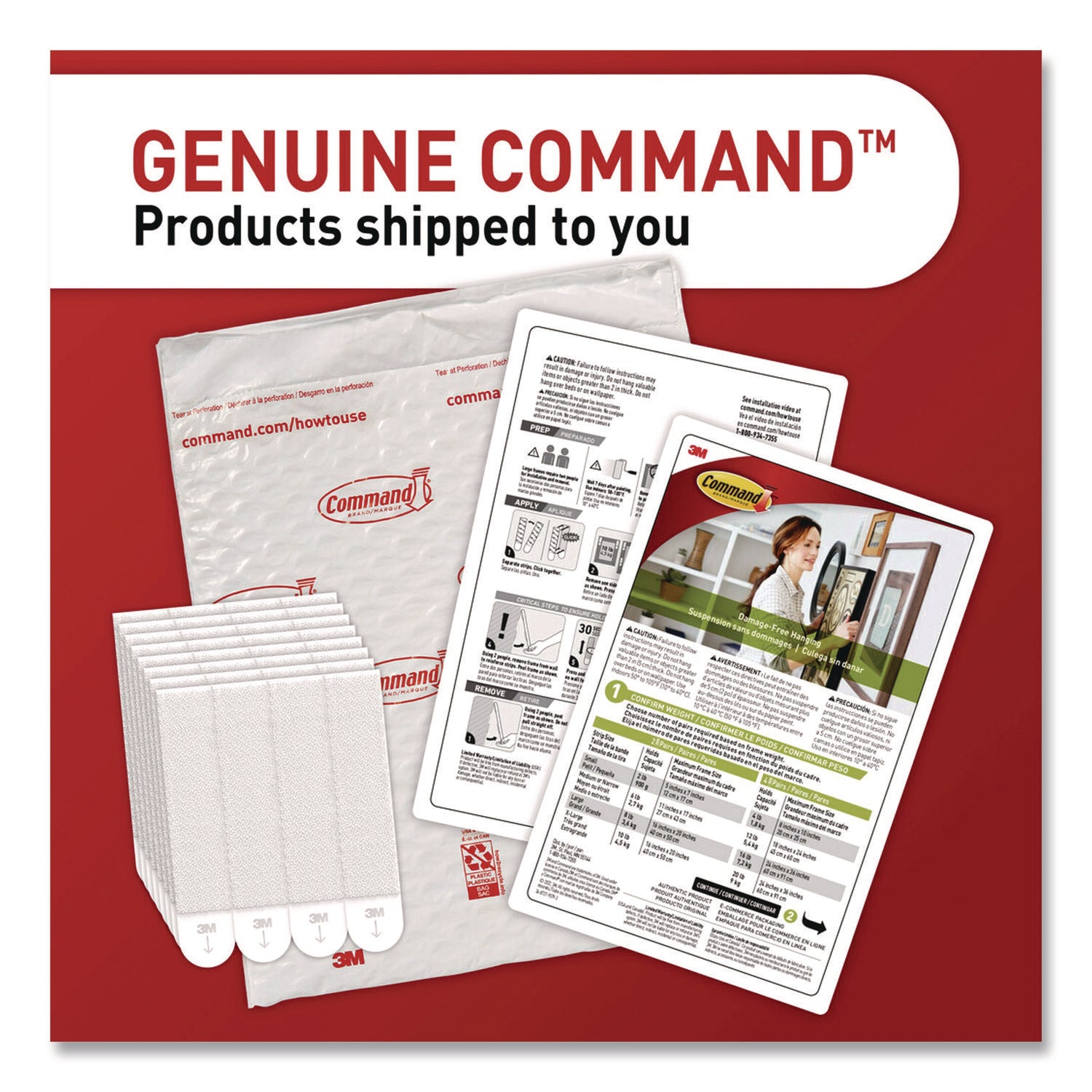 Command™ Picture Hanging Strips, X-Large, Removable, Holds up to 20 lbs per 4 Strips, White, 16 Pairs/Pack